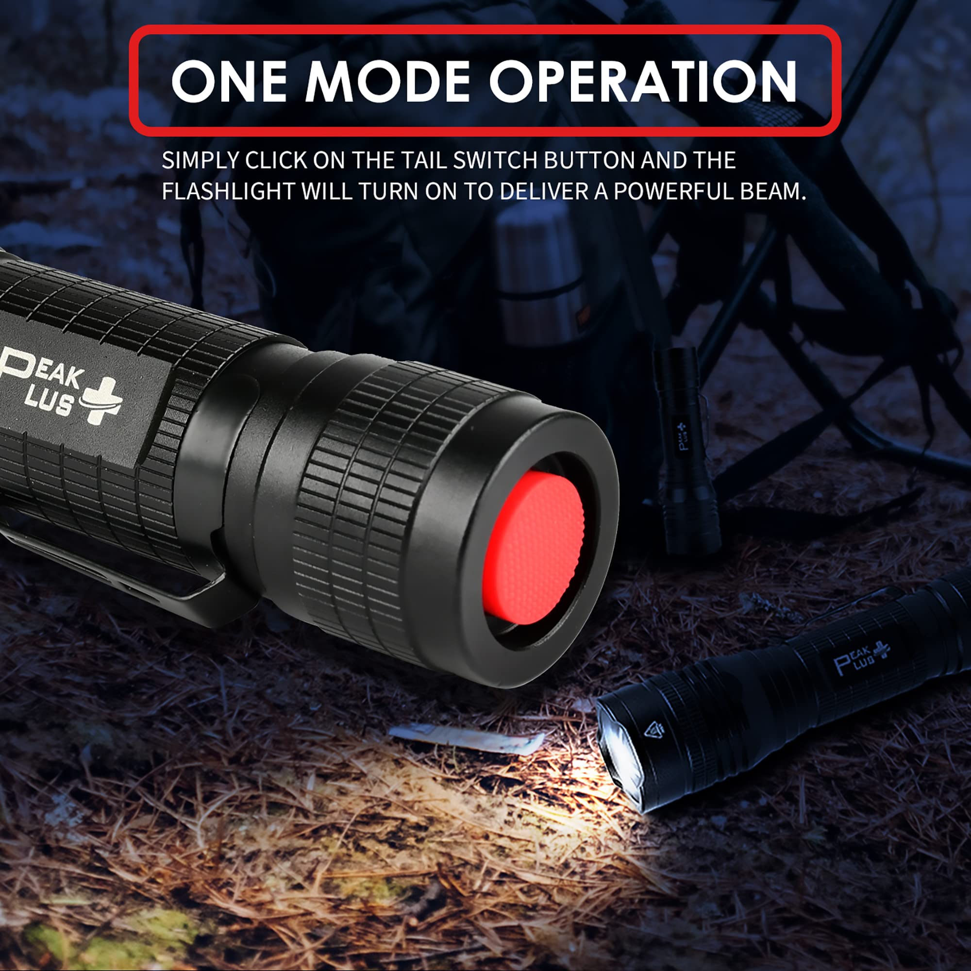 Peakplus Led Tactical Flashlight Ptac1000 [2 Pack] - Single Mode, High Lumen, Zoomable, Water Resistant, Flash Light - Camping, Outdoor, Emergency, Everyday Flashlights With Clip