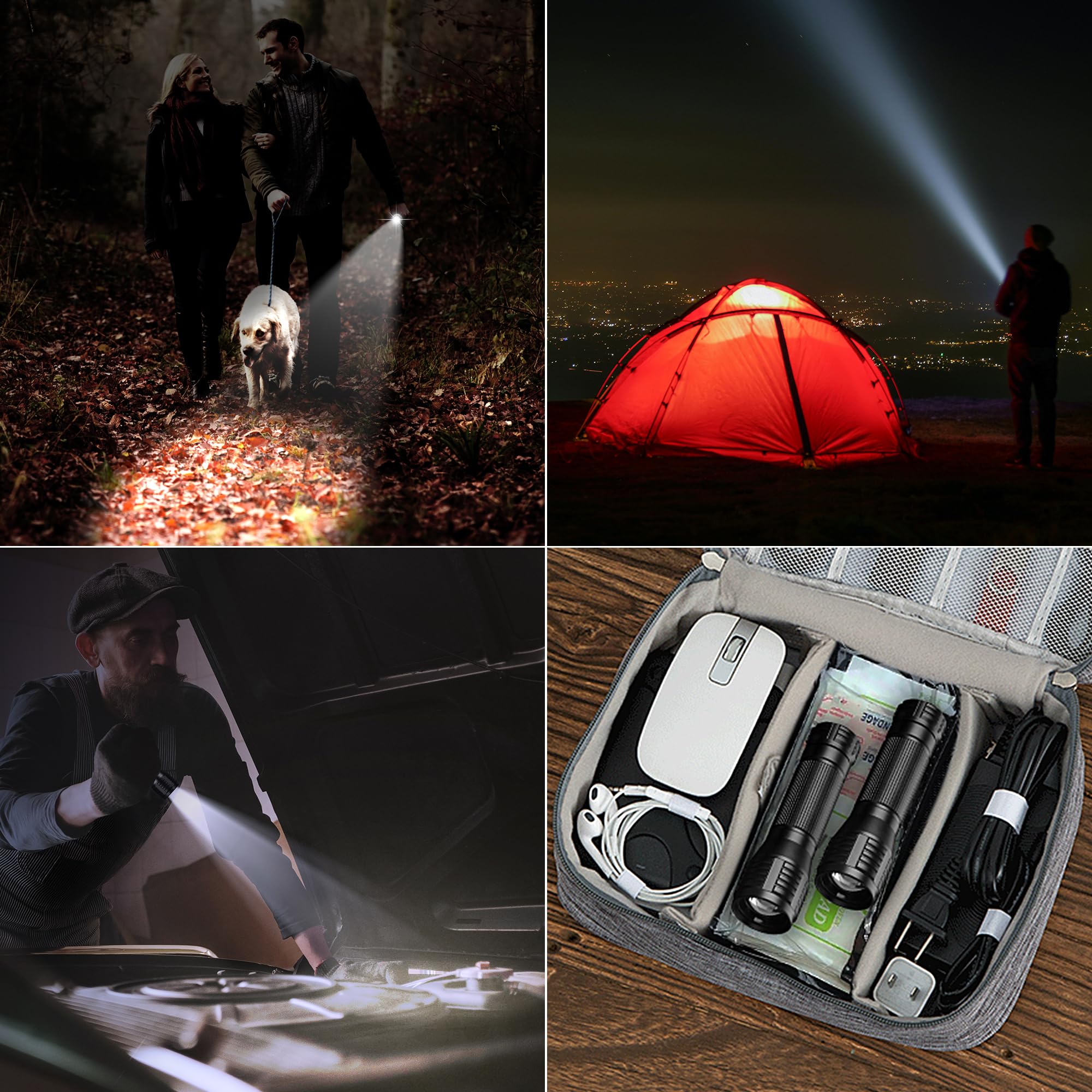 Miuree Led Flashlight Water Resistant Military Grade 2000 Lumens 3 Modes Zoom Function Ultra Bright Torch,2-Pack
