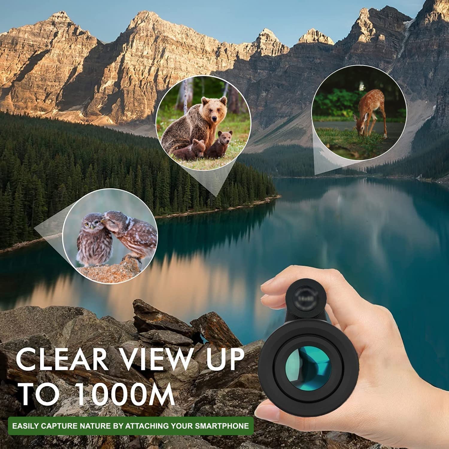 Lifes Breadth 12X52 Monocular Telescope With Smartphone Adapter And  Tripod, Hd Handheld Telescope - High Powered Monocular Scope For Adults - Birdwatching,  For Men Him Dad Husband Boyfriend (Green)