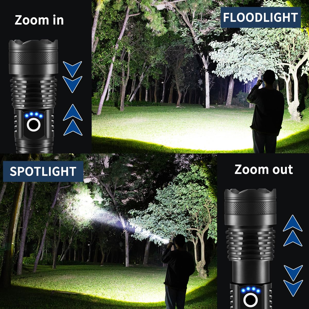 Lnryy Flashlights High Lumens Rechargeable, 4Pack Rechargeable Flashlights, Super Bright Flashlight, 5Mode Utility Led Flashlight High Powered, Waterproof Flash Light For Home, Emergencies.