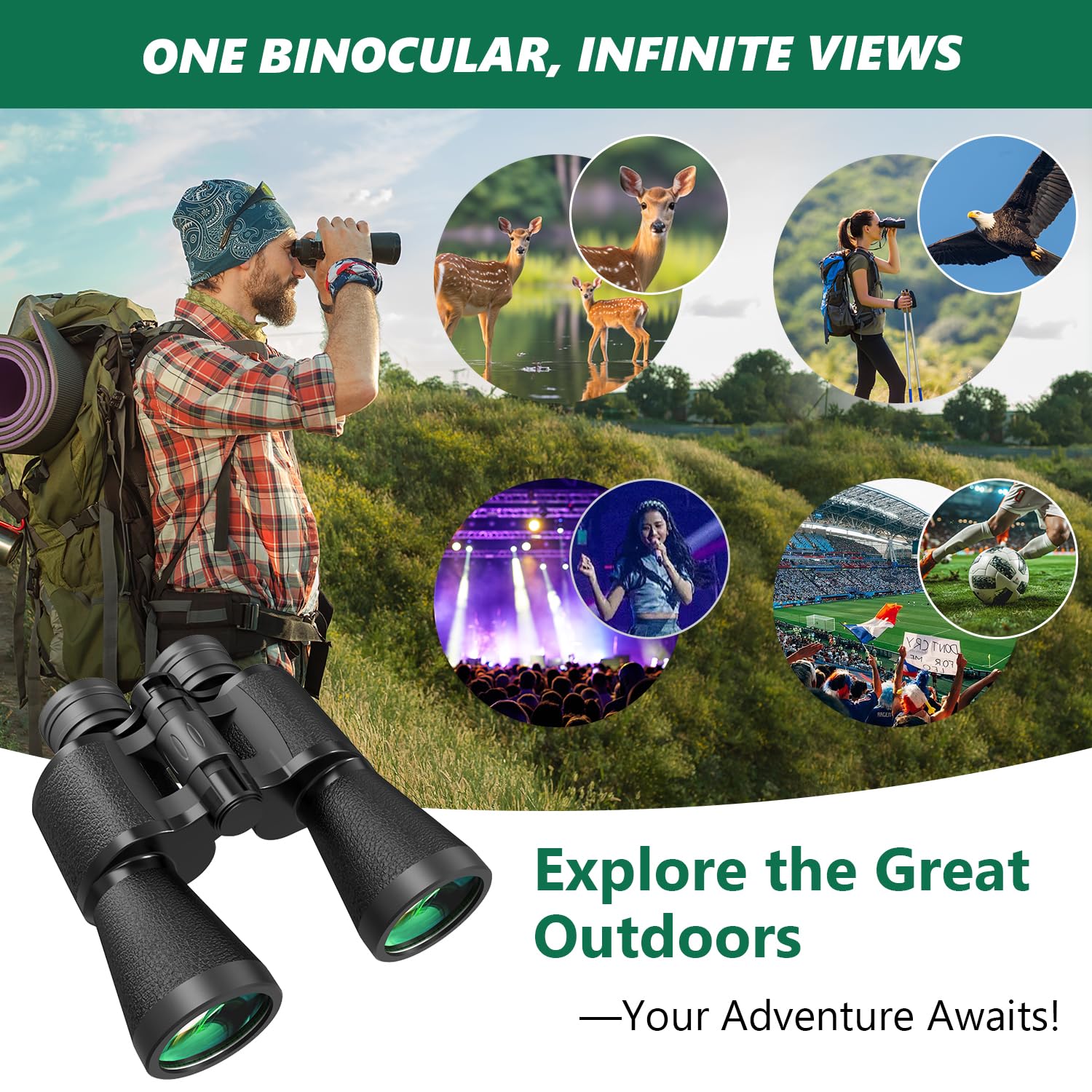 Dquguvy 30X50 Binoculars For Adults, High-Powered Compact Professional Binoculars For Bird Watching, Hunting, Sports, Concerts, Travel, Cruise, And Outdoor, Waterproof With Case