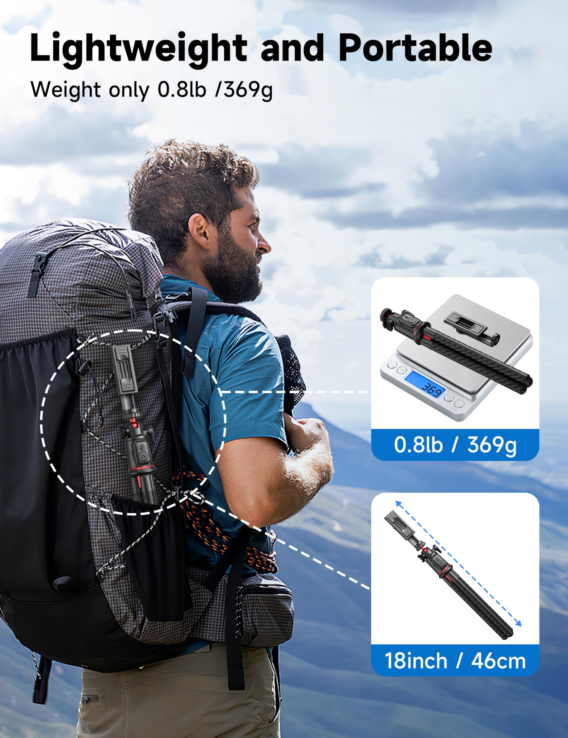 Selfieshow Tripod For Iphone, Extendable Flexible Camera Tripod With Wireless Remote, 360 Ball Head Portable Travel Selfie Stick Cell Phone Stand For Live Streaming Vlogging, Compatible With Cellphone, Camera