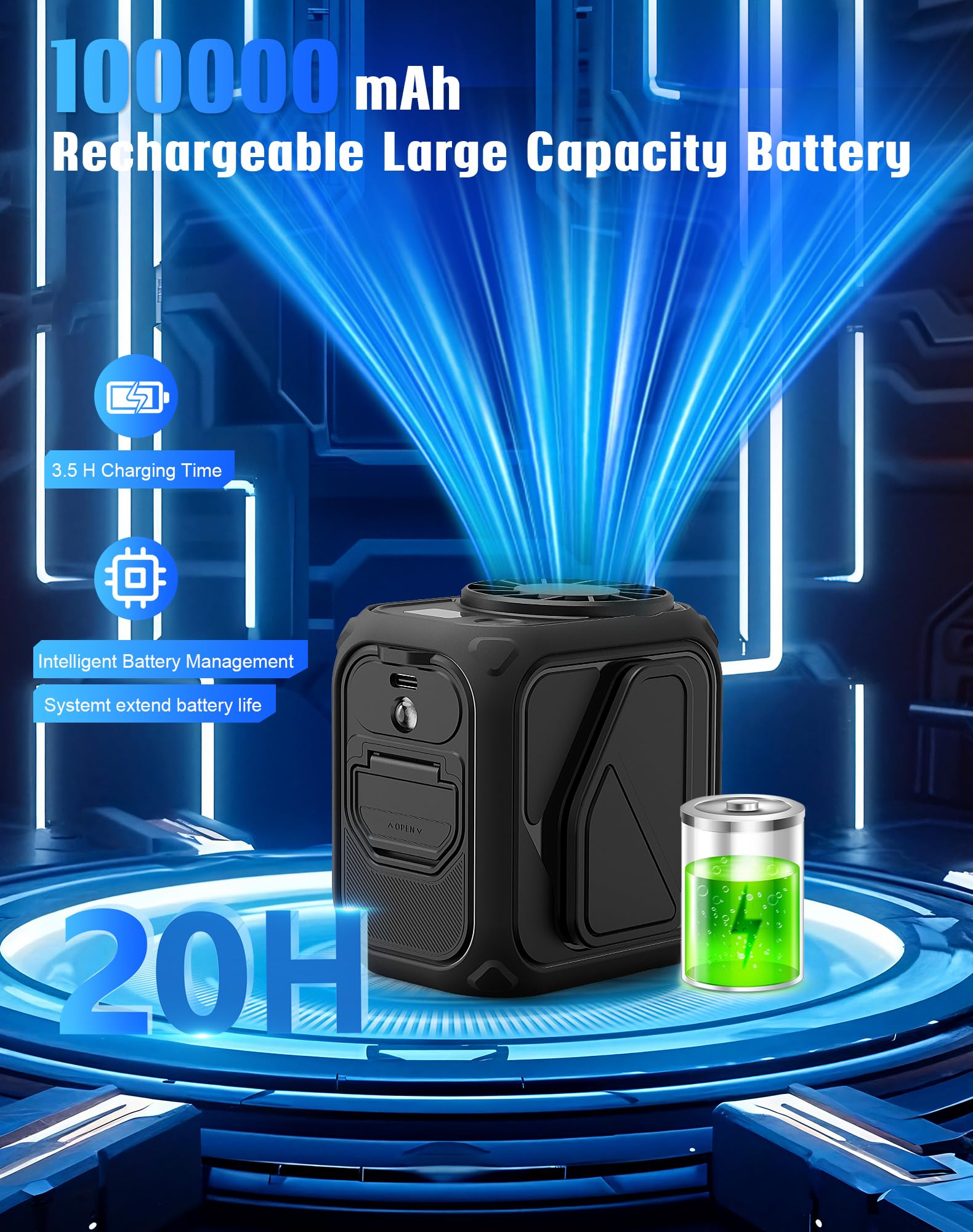 Portable Waist Fan Rechargeable,10000Mah Mini Neck Fan With Ai Chip,5 Speeds Strong Airflow,Max 20H