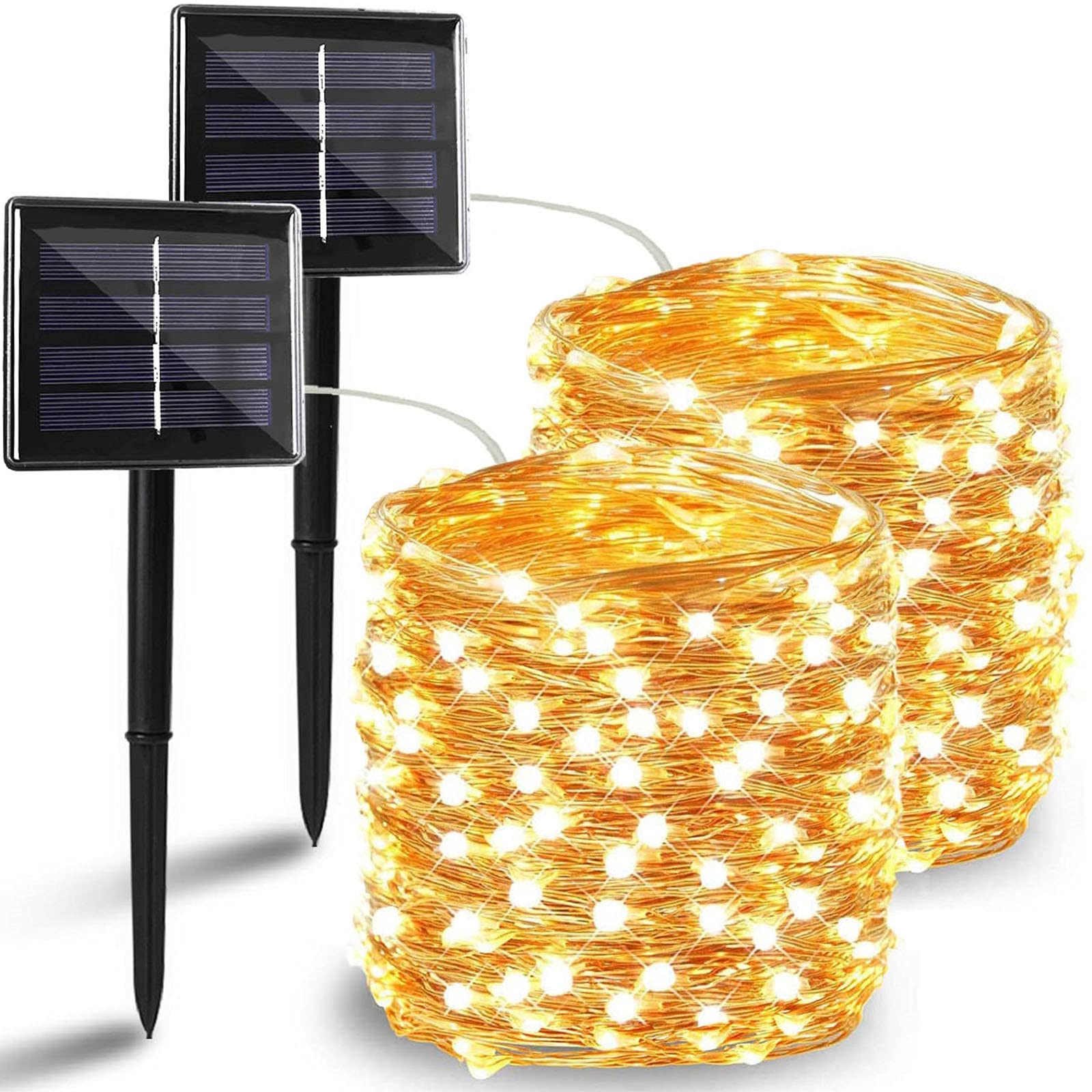 Bhclight Solar String Lights Outdoor, 2 Pack 144Ft 400 Led Solar Christmas Twinkle Lights Outside Waterproof Copper Wire With 8 Modes Solar Fairy Lights For Garden Tree Birthday Christmas Decor(Warm White)