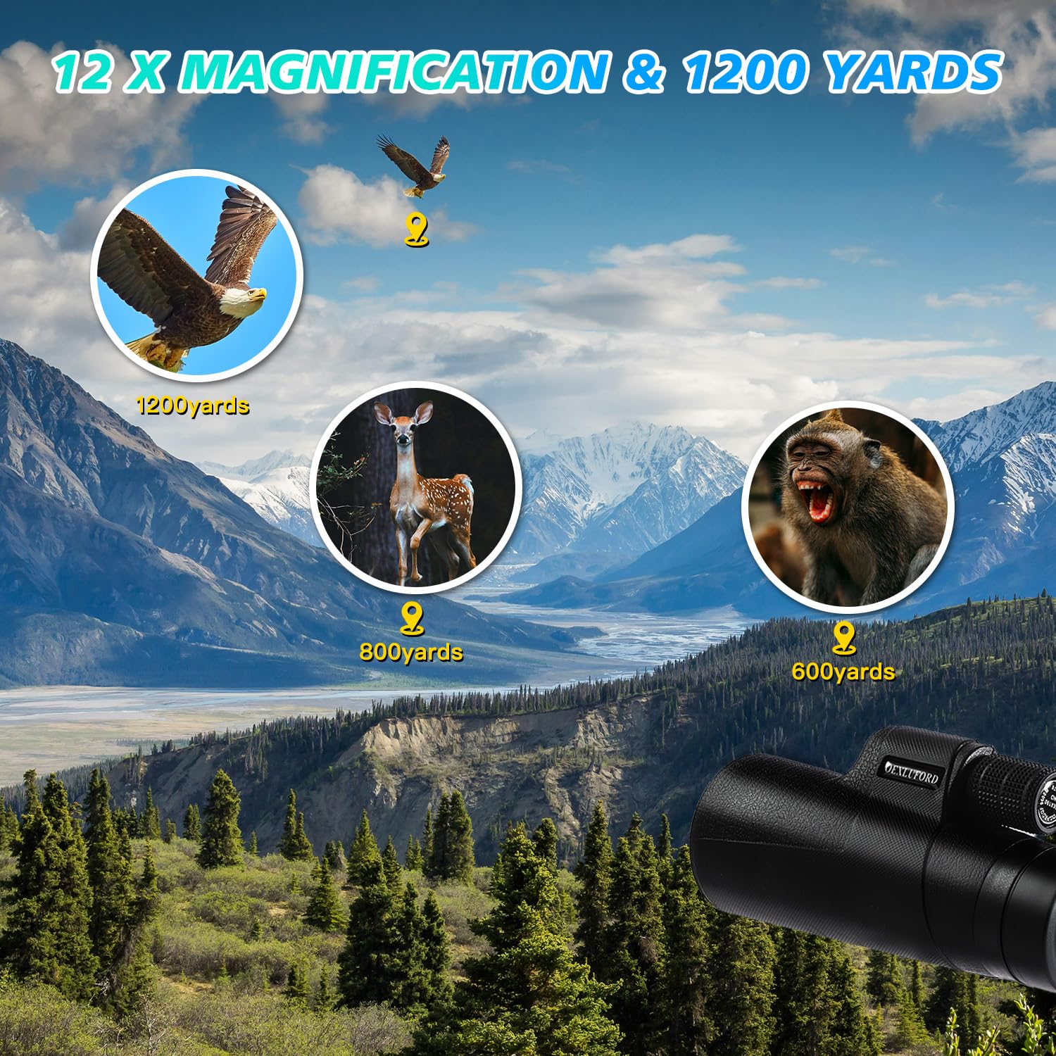 Oexluford 80X100 Monocular For Adults - Monocular Telescope High Definition With Smartphone Holder & Tripod, High Power Monoculars For Adults Watching Hunting Camping Hiking Travling With Zoom Focus