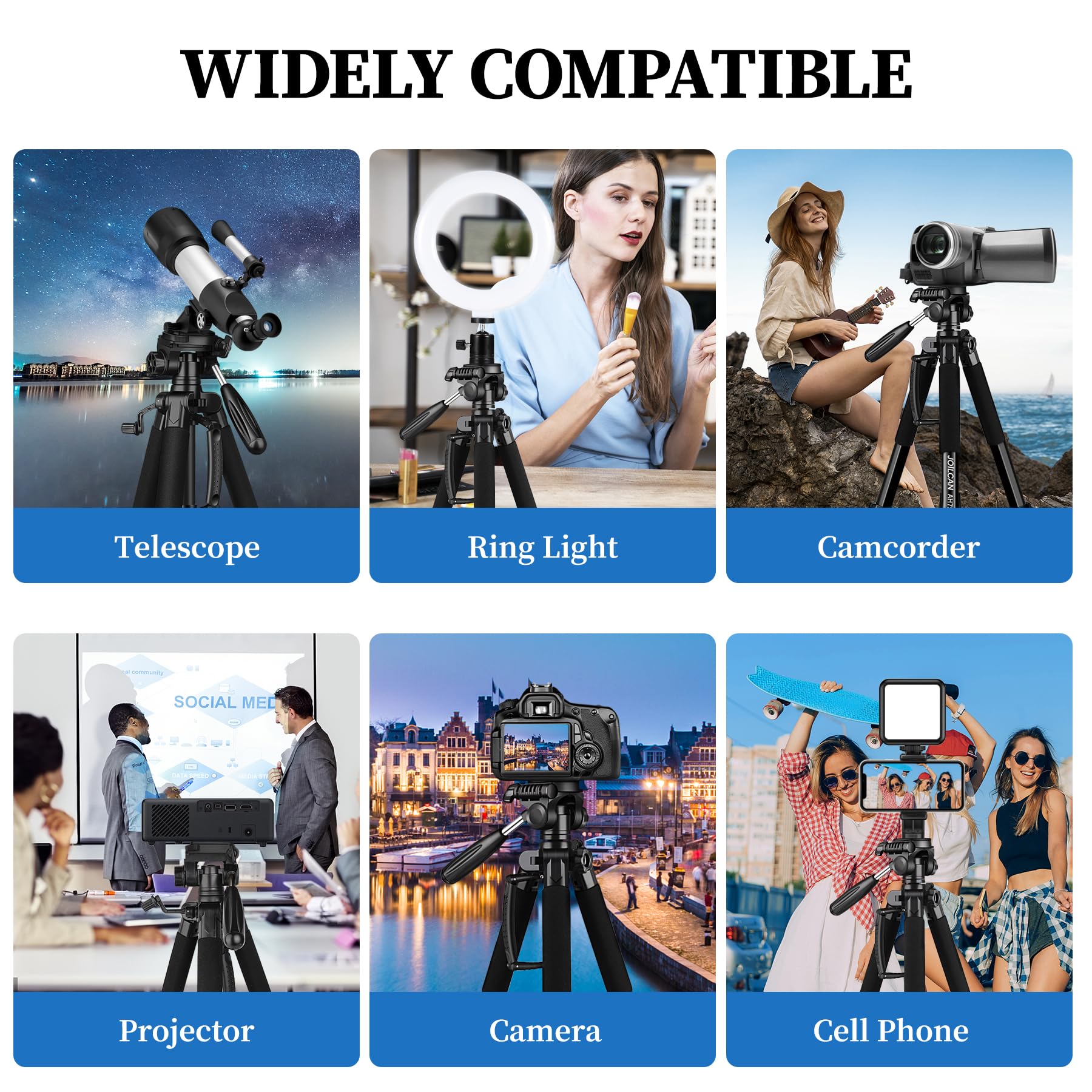 Joilcan Tripod Camera Tripods, 74" Tripod For Camera Phone Video Recording, Heavy Duty Cameras Tripod Stand, Professional Travel Dslr Tripods Compatible With Canon Iphone, Max Load 15 Lb