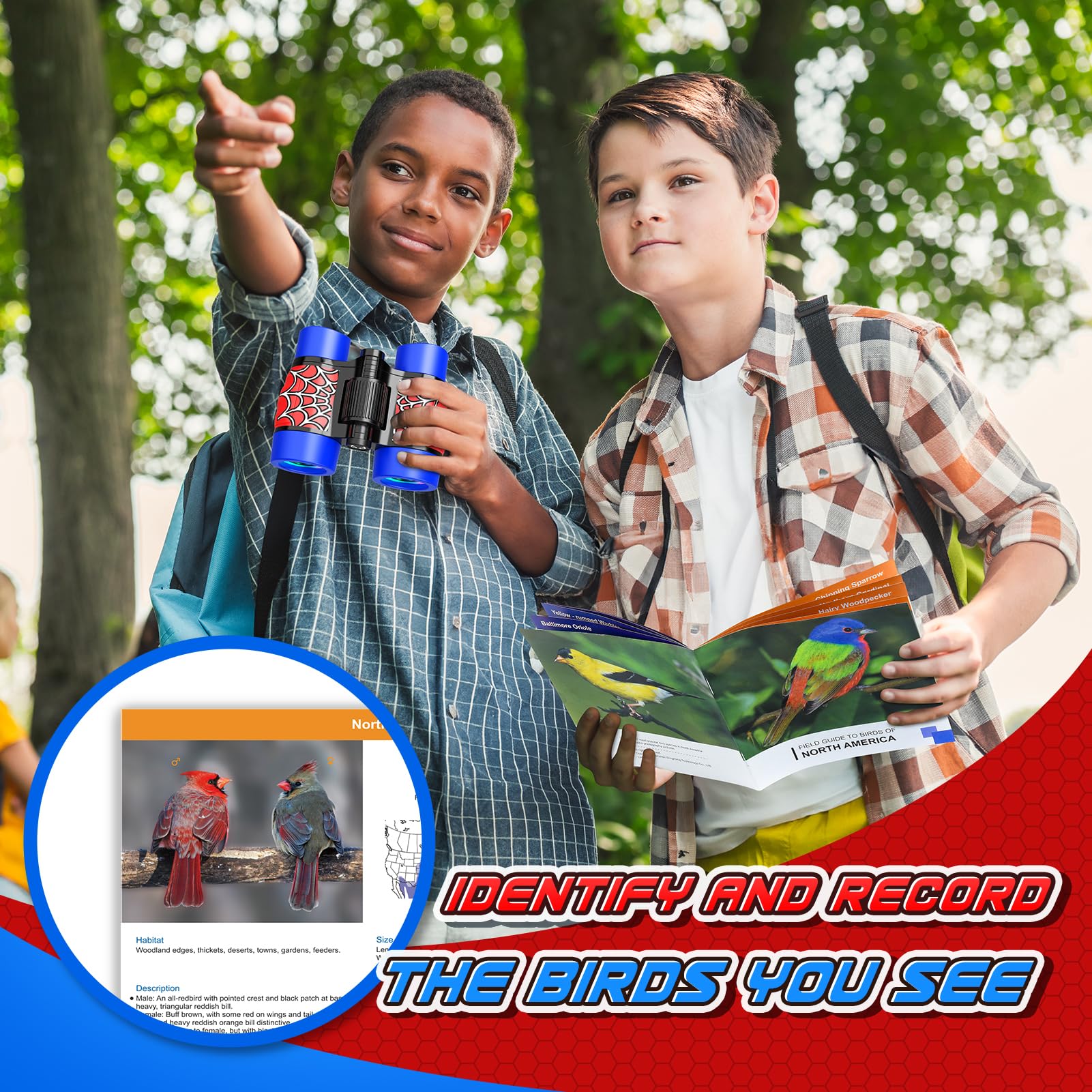 Spidolapse Binoculars Toys For Kids Ages 3-8: Outdoor Adventure Toy With Bird Watching Guide For 4 5 6 7 8 Year Old Boys Girls Birthday  Toddler Travel Camping Binoculars Toy Age 4-6