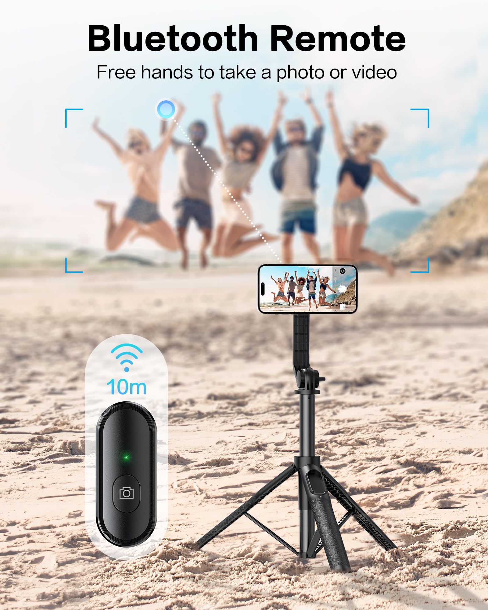 Omoton Phone Tripod Compatible With Magsafe, 64" Extendable Bigger Magnetic Selfie Stick Tripod With Remote, Fit For Iphone 15 14 13 12 Series, Magsafe Cases And Other Phones With Metal Ring