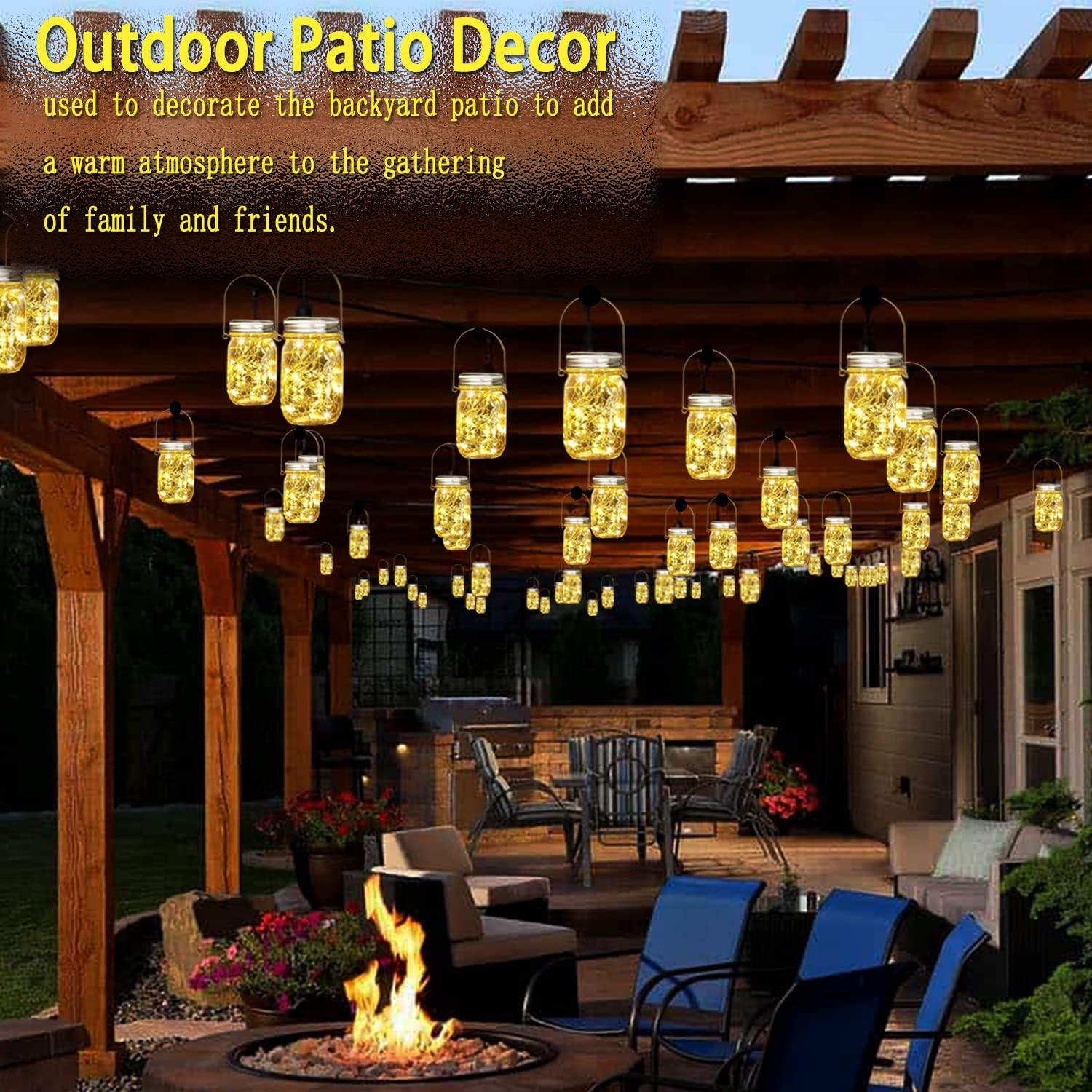 Cooo 12 Pack Crystal Glass Solar Lanterns Outdoor Waterproof 30Led Mason Jar Lights Solar Powered Garden Household Lamp Sets（Just A Little More, Get Double The Delight -12 Sets Warm White）