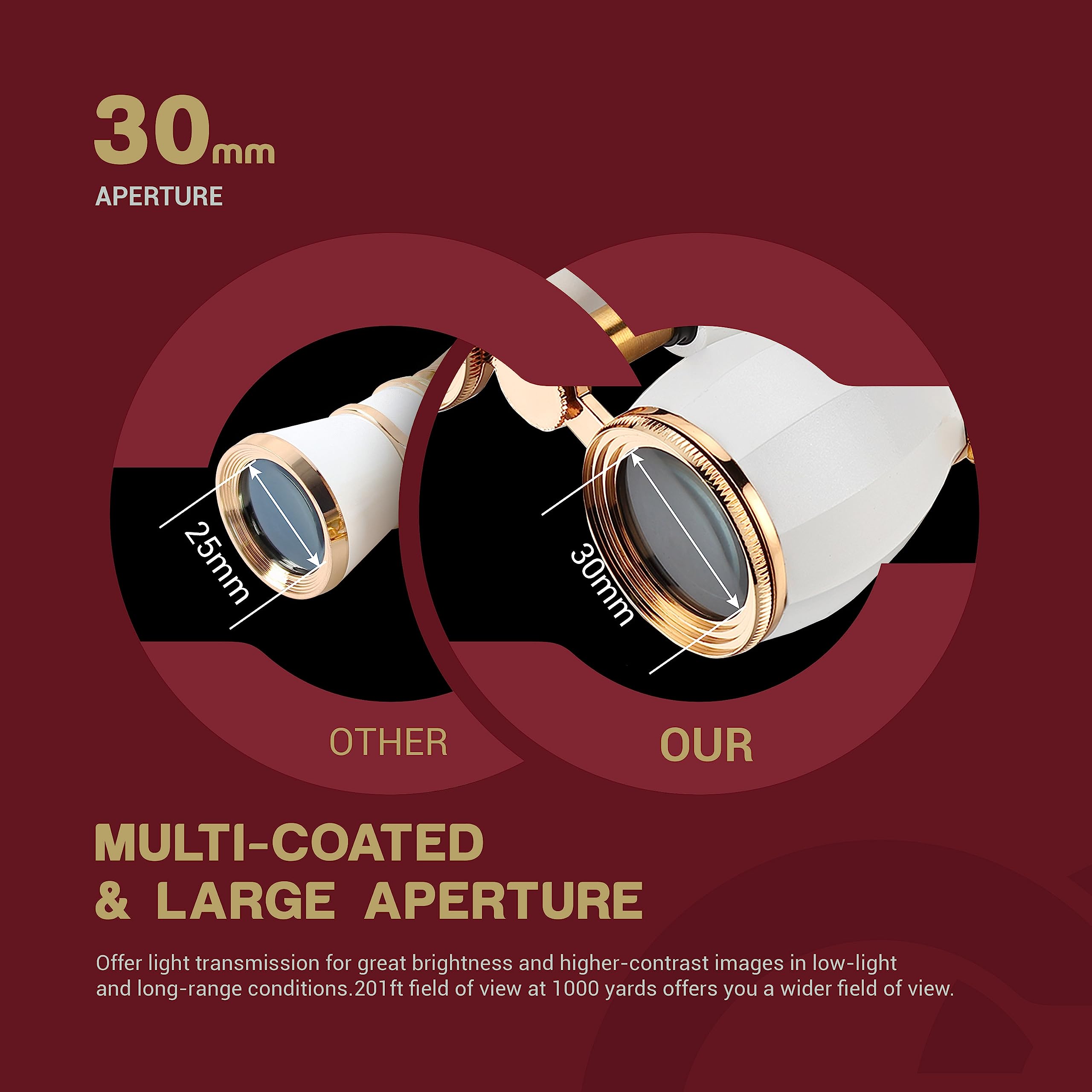 Esslnb Opera Glasses Binoculars For Women Adults 4X30Mm Theater Glasses Compact Binoculars For Theater And Concerts Antique With Case Removable Chain White
