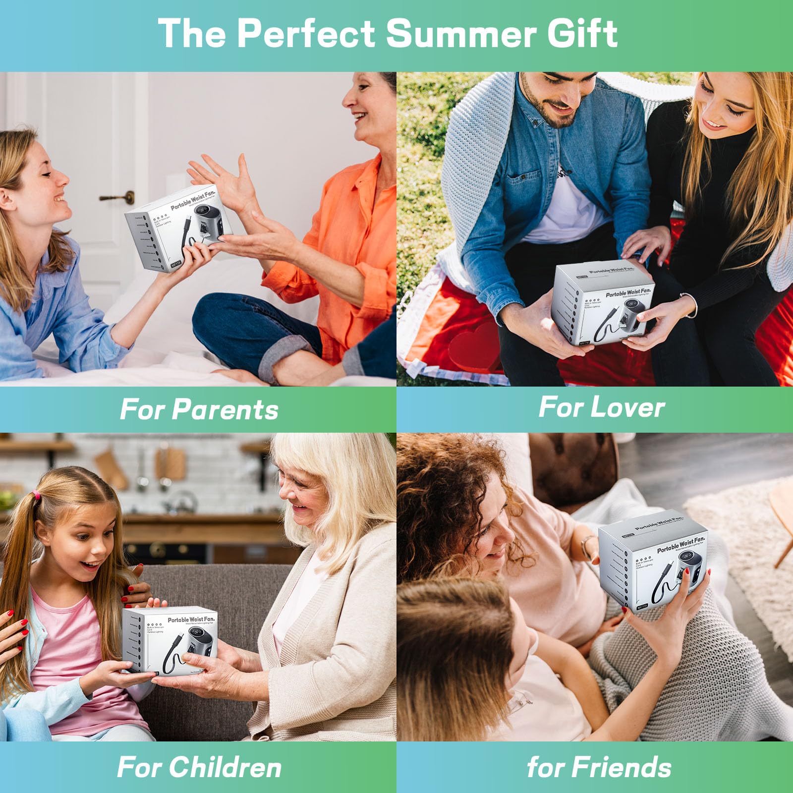 Portable Waist Fan Clip On - Wearable Belt Personal Fan, Usb-C In&Out Retractable Cable, Hands-Free