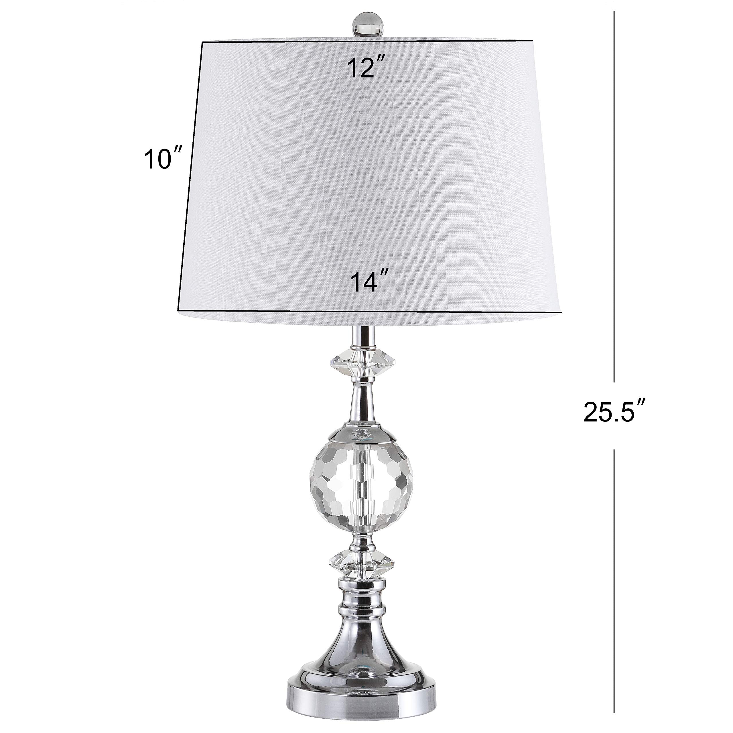 Jonathan Y Jyl5036A Channing 25.5" Led Crystal/Metal Table Lamp Glam Contemporary Bedside Desk Nightstand Lamp For Bedroom Living Room Office College Bookcase Led Bulb Included, Clear/Chrome