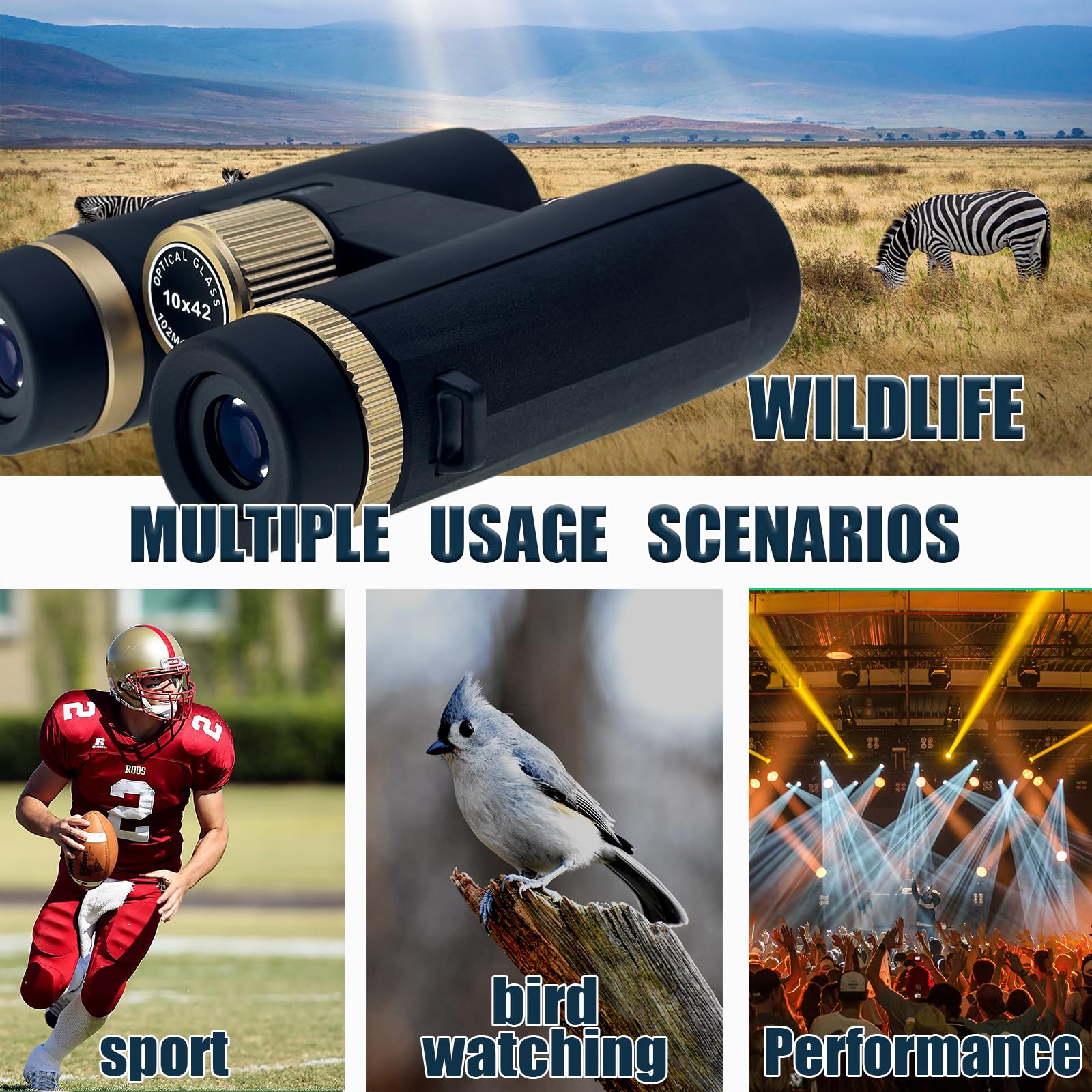 Hidegazer 10X42 Binoculars For Adults High Powered,Clear Large View Binoculars For Bird Watching With Bak4 Prism And Fmc - Low Light Vision Binoculars For Hunting,Travel,Camping,Outdoor Sport (Black)