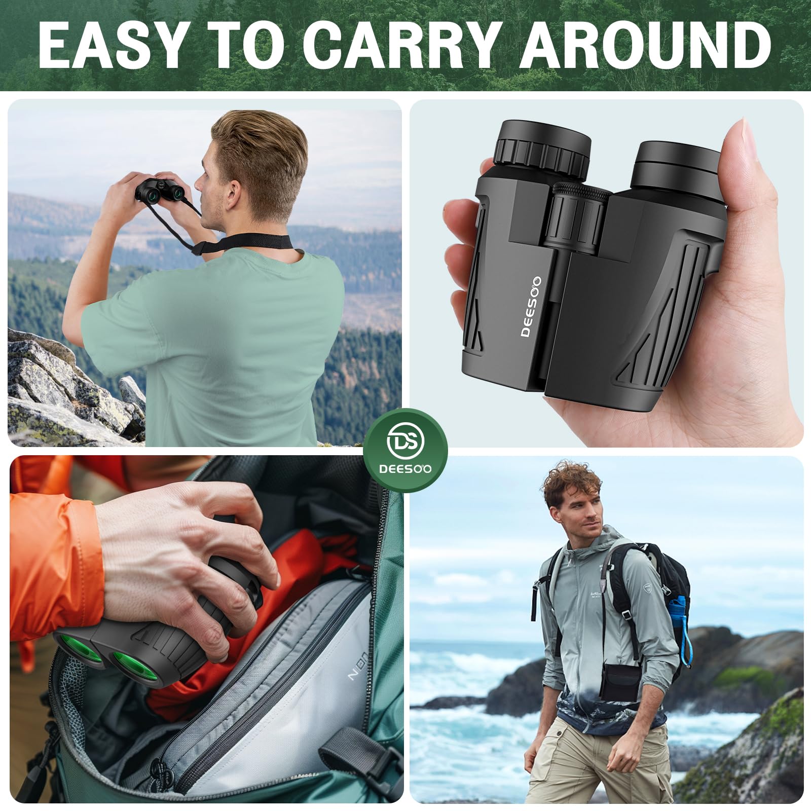 Deesoo 15X25 Binoculars - Ultra Clear Bak4 Optics With Wide Objective Lens For Adventurers
