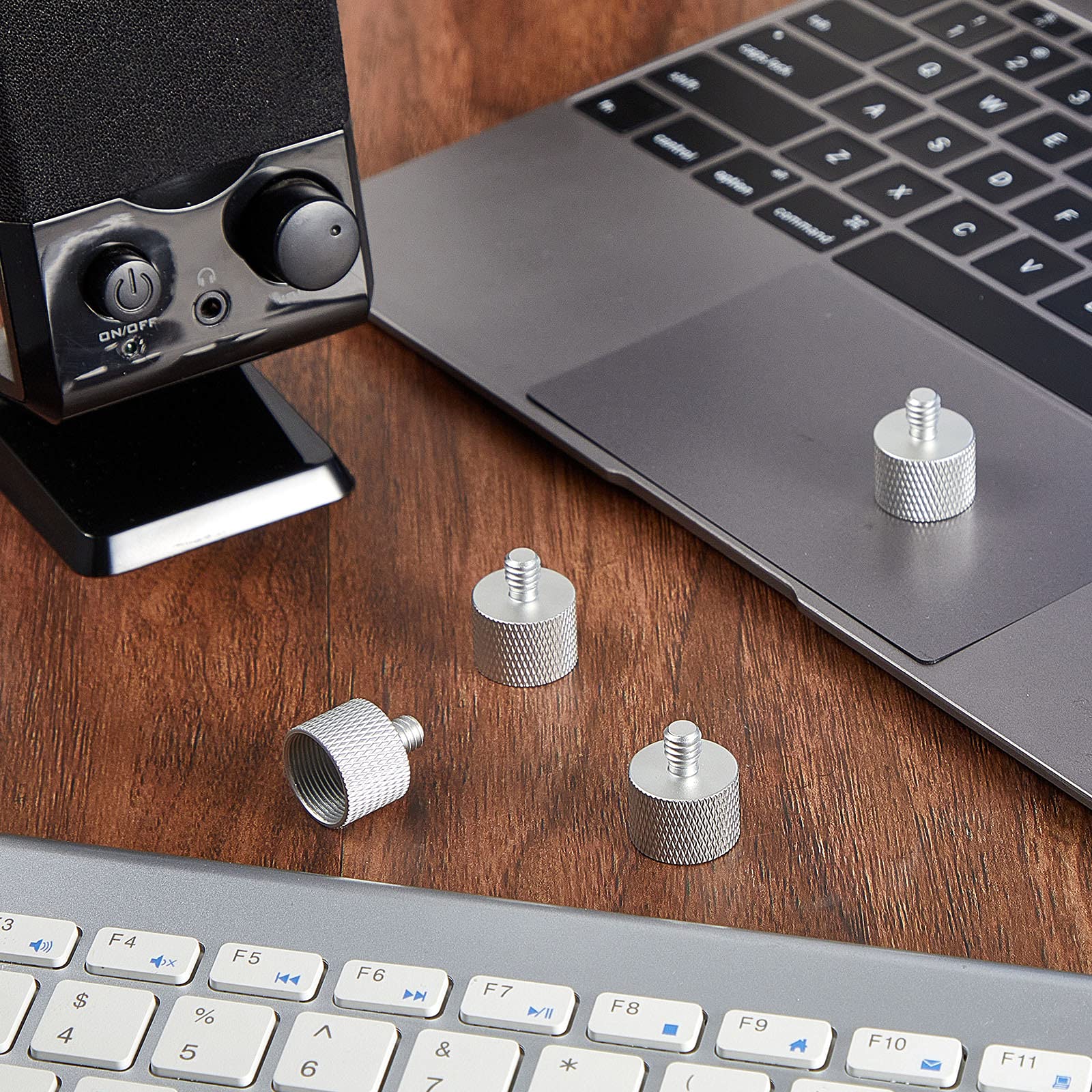 Frienda 4 Pieces Mic Stand Adapter 5/8 Female To 1/4 Male For Camera Mount Tripod Thread Conversion Connector Screw Adapter For Microphone Stand Mount(Silver)