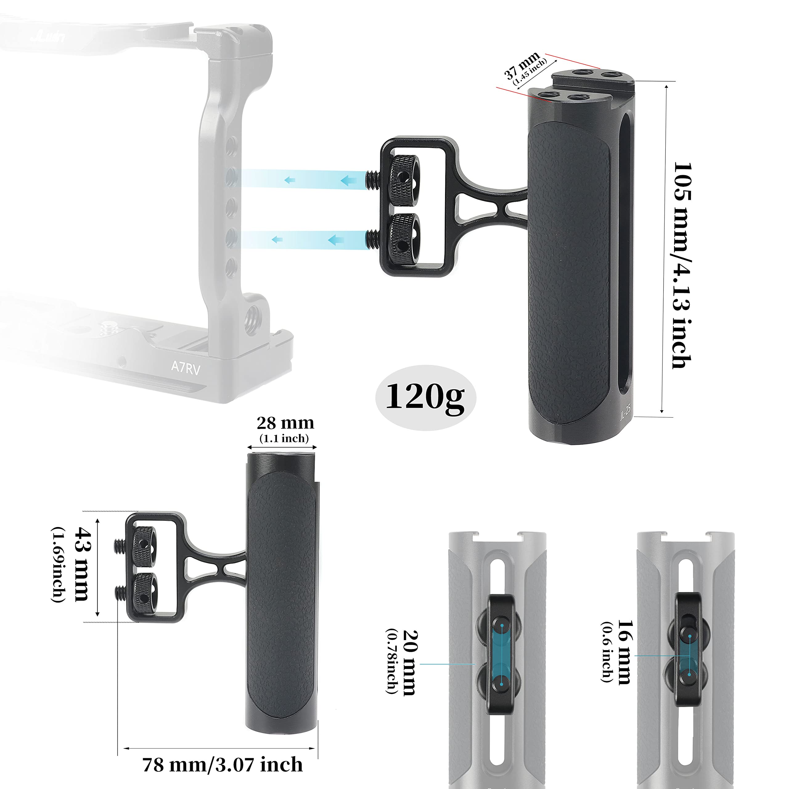 Hersmay Mini Side Handle Camera Hand Grip With 1/4"-20 Screws Stabilizer With Arri-Style Mount Screw & Cold Shoe Mount For Dslr Mirrorless Video Camera Cage