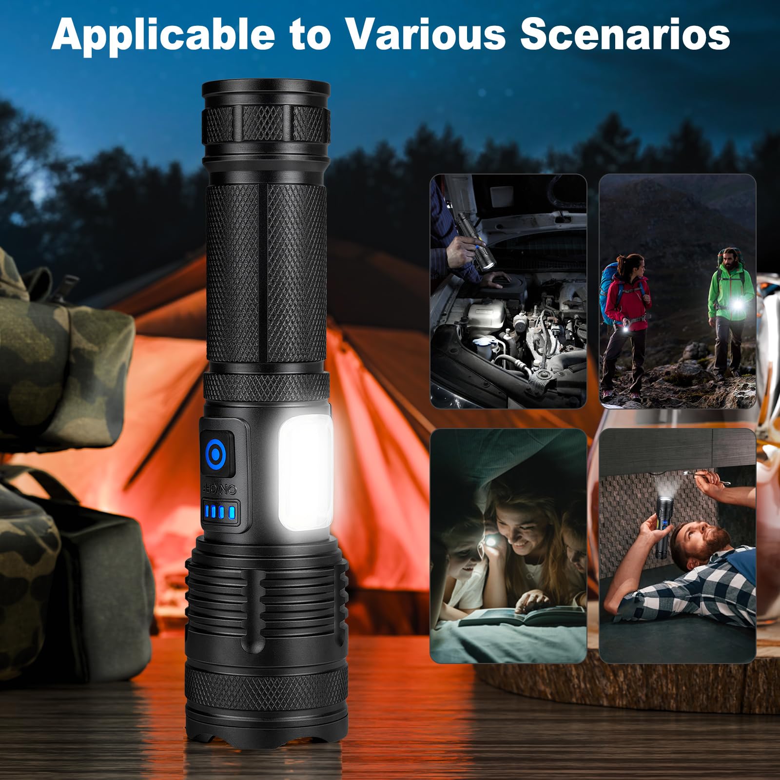Kingcaesar 3 Pack Rechargeable Flashlights 990000 High Lumen, Ultra Bright Led Flash Light For Home, High Powered Flashlights With 7 Light Modes, Ipx7 Waterproof For Camping