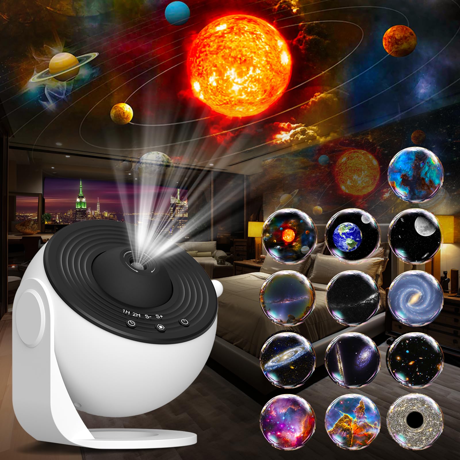 Flylily Galaxy Projector, 13 In 1 Hd Planetarium Star Projector For Bedroom, 360 Rotating Star Light With Adjustable Knob And Timer For Kids, Ceiling, , Room Decoration