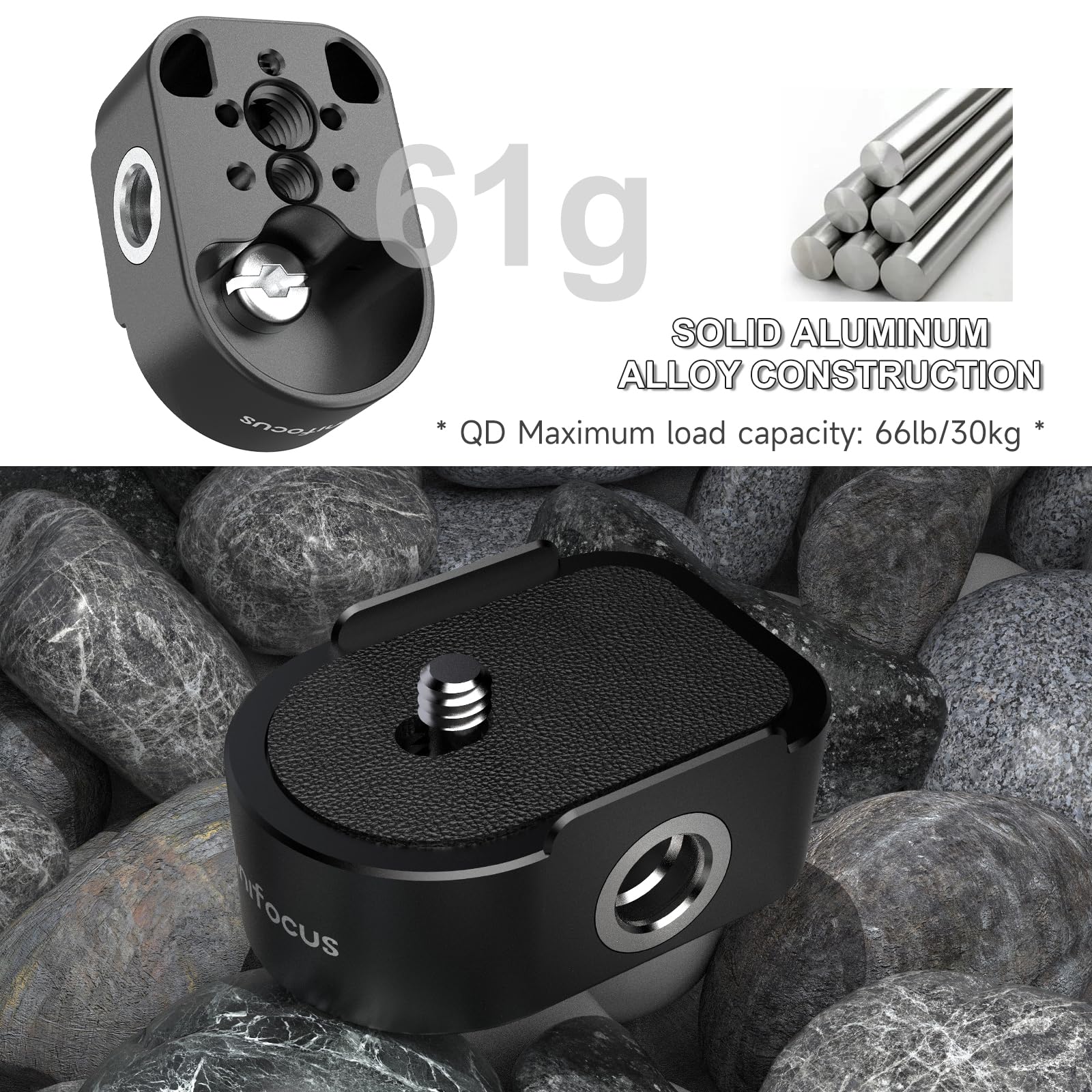 Minifocus Battery Handle Base, Baseplate Accessory Mounting Bracket With Qd Socket, Compatible With Dji Rs 4/Rs 4 Pro/Rs 3/Rs 3 Pro/Rs 2, 1/4" & 3/8" Threads