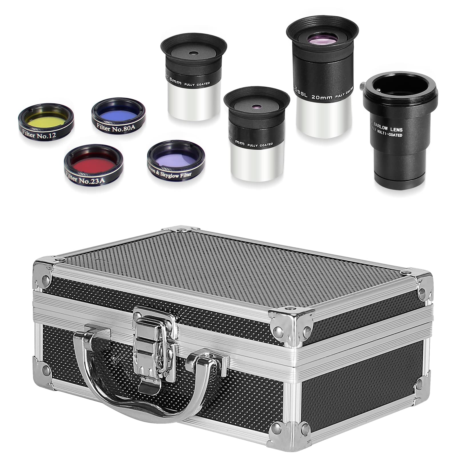 Celticbird Astronomical Telescope Accessory Kit - With 3Pcs Plossl Eyepieces Set, 4Pcs Filter Set, A 2X Barlow Lens