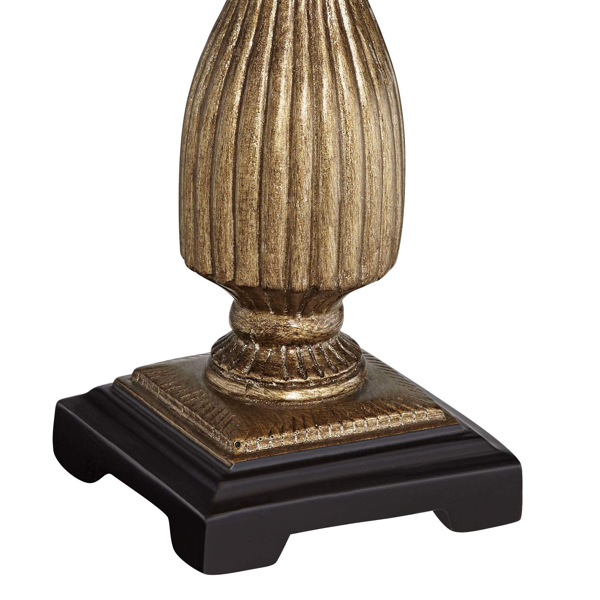 Regency Hill Ribbed Traditional Rustic Accent Table Lamp 18" High Antique Gold Beige Fabric Pleated Empire Shade Decor For Bedroom Living Room House Home Bedside Nightstand Office Family