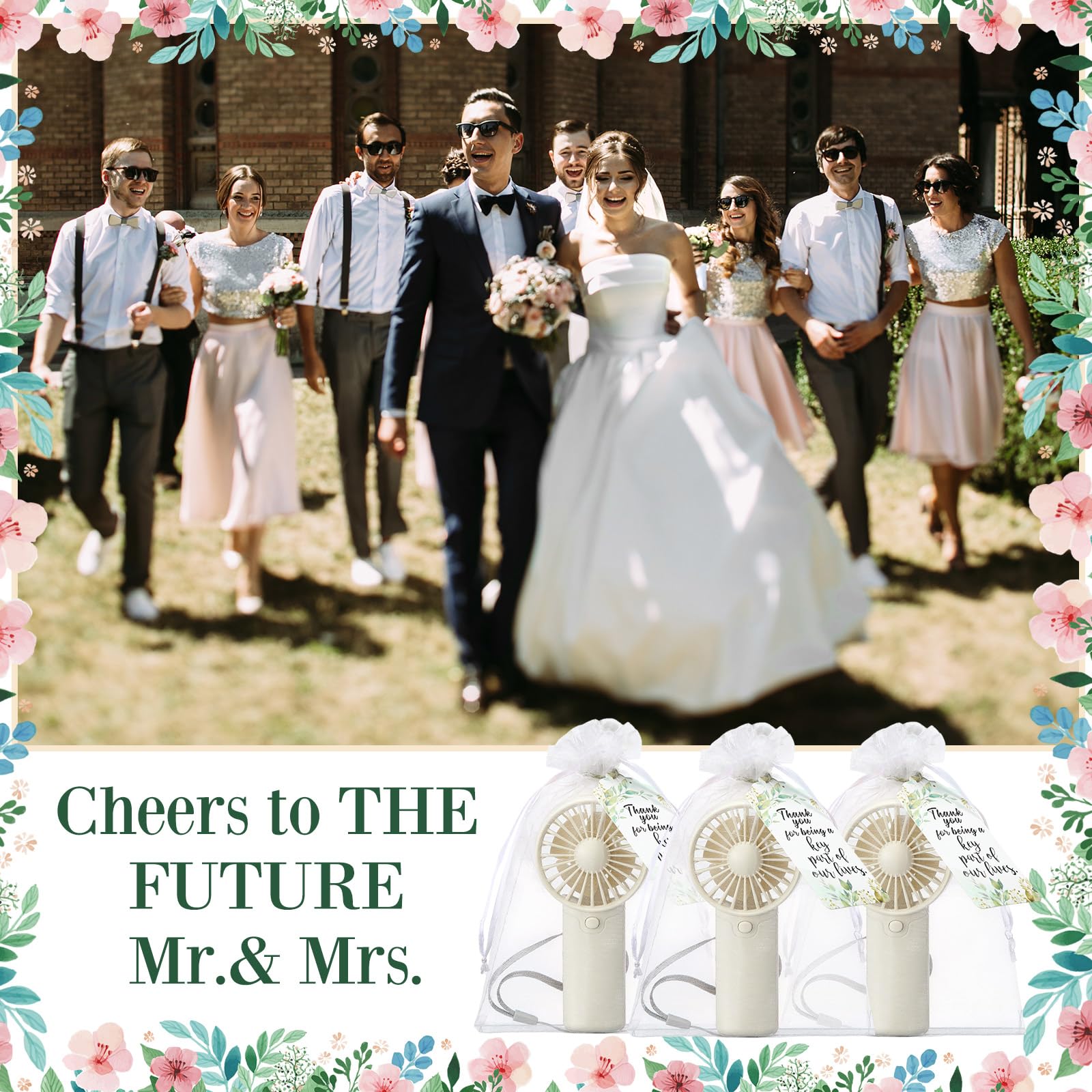 Handheld battery operated mini fans in bulk, perfect for wedding giveaways and outdoor ceremonies