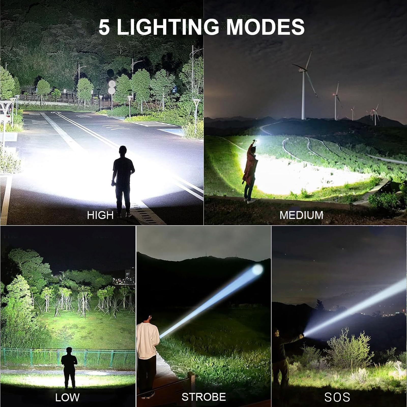 Lbe Rechargeable Flashlights 990, 000 High Lumens, Super Bright Led Flashlight Powerful With 10000Mah Capacity, 5 Modes Waterproof Flashlight Handheld Flash Lights For Home Camping Emergencies