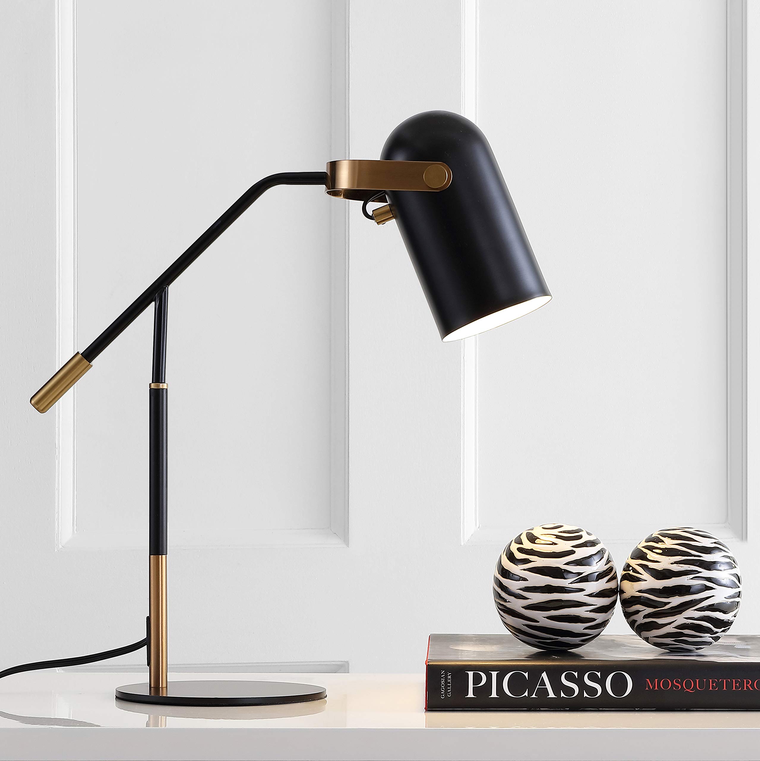 Jonathan Y Jyl6116A Edison 19.25" Metal Led Task Lamp Contemporary For Bedroom, Living Room, Office, College Dorm, Coffee Table, Bookcase, Black/Brassgold