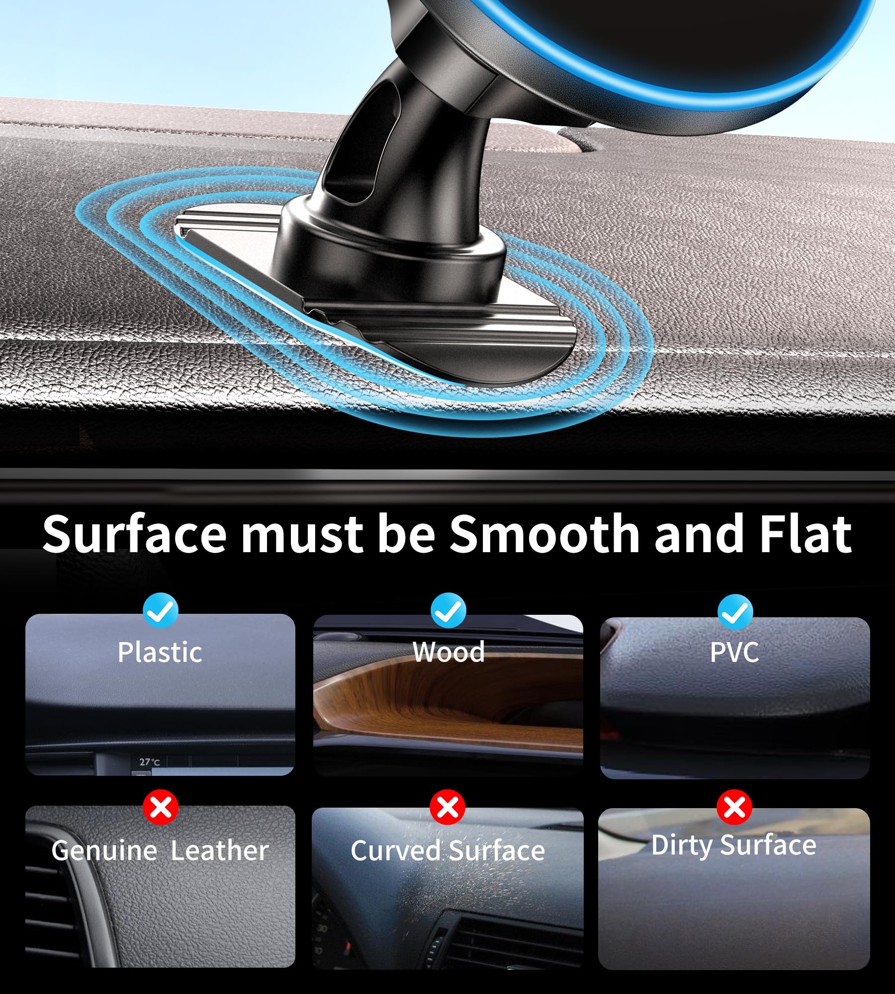 Bhhb For Iphone 16 Magsafe Car Mount Charger, [ ] 15W 2In1 Magnetic Wireless Car Charger, Fits For Magsafe Car Charger, Vent/Dashboard Phone Holder Mount For Iphone 16 15 14 13 12 Series