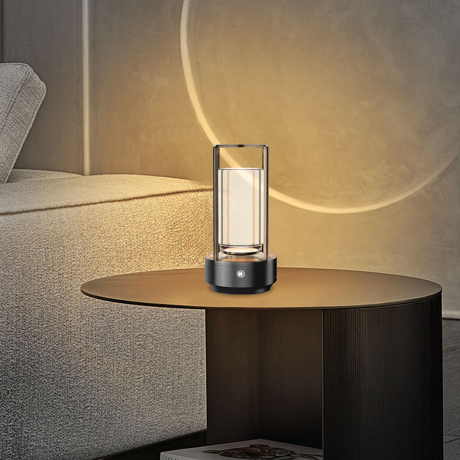 Scopow Portable Crystal Lantern Table Lamp For Indoor/Outdoor ,Rechargeable Cordless Led Lamp, 3-Colour Infinitely Dimming Battery Powered Small Desk Lamp, Restaurant/Coffee/Camping