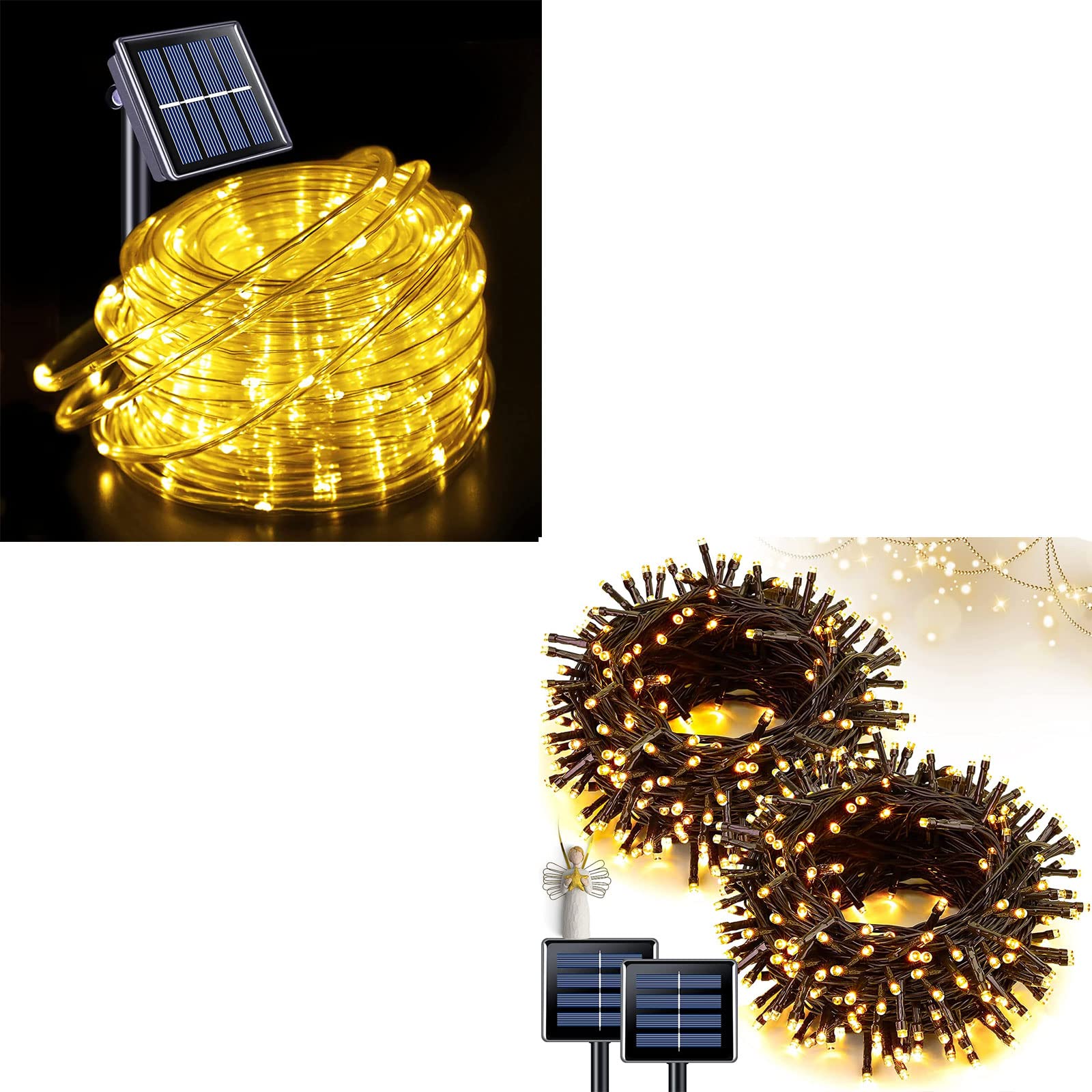 Jmexsuss 200 Led Solar Rope Lights,66Ft 8 Modes Solar Rope Lights Outdoor Waterproof Led Solar Powered Rope Tube For Fence,Gazebo,Yard,Walkway,Path(Warm White)