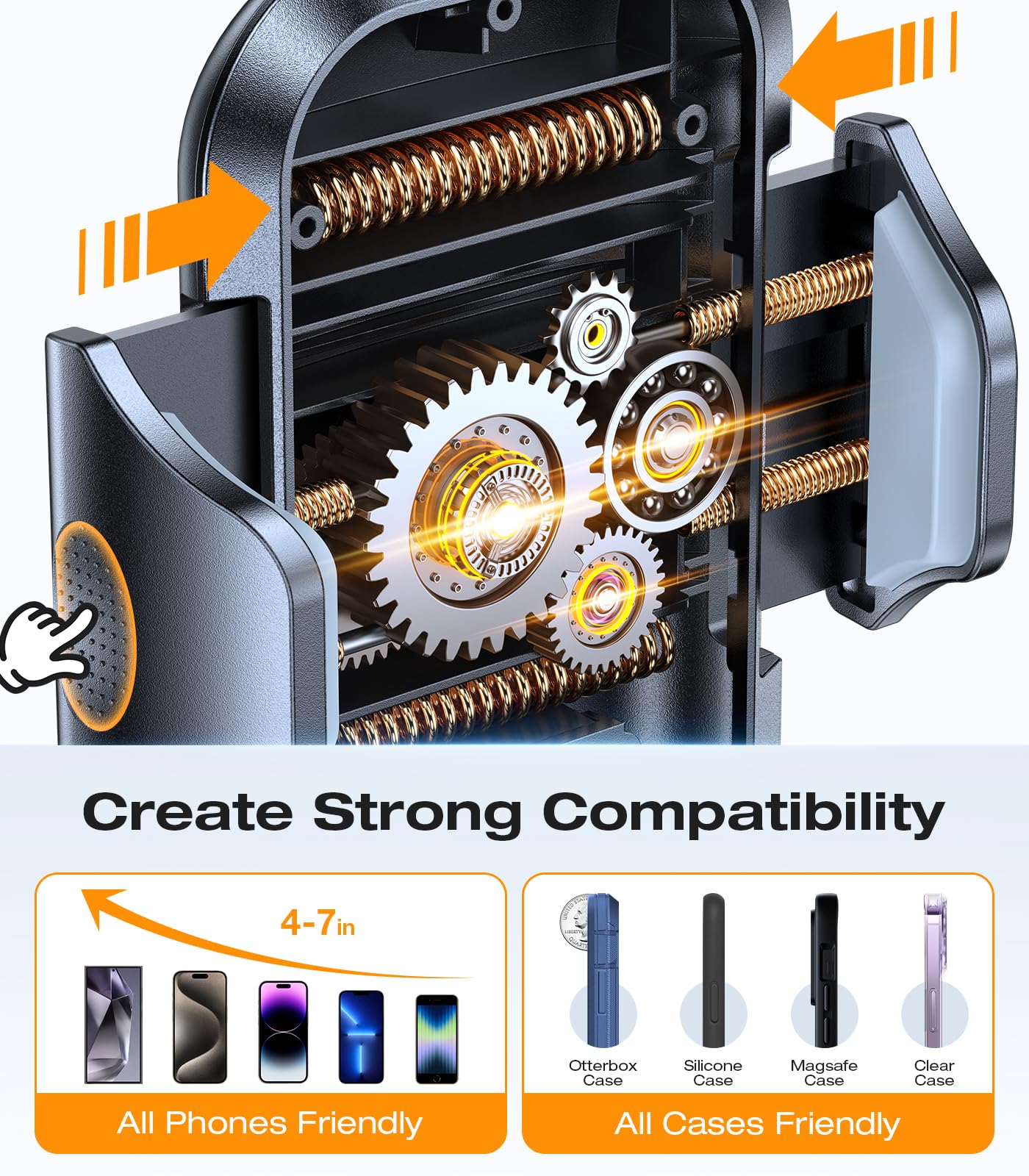Vicseed Military-Grade Sturdy Car Phone Holder Mount,  Anti Shake Metal Cd Slot & Air Vent Thick Case Friendly Phone Mount For Car Fit For Iphone 16 15 14 Samsung All Phones