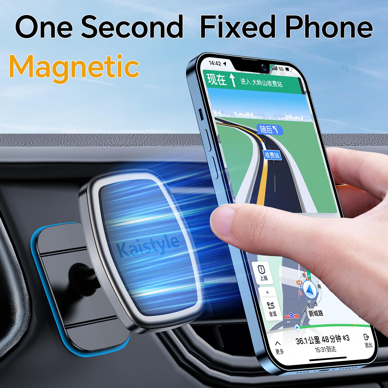 Kaistyle Magnetic Phone Holder For Car Air Vent Phone Mount【Not Blocking Air Vent】Car Vent Magnetic Cell Phone Automobile Cradles【360° Rotation】Phone Holders For Your Car Mount For Iphone 16 Pro Max 15 14 13