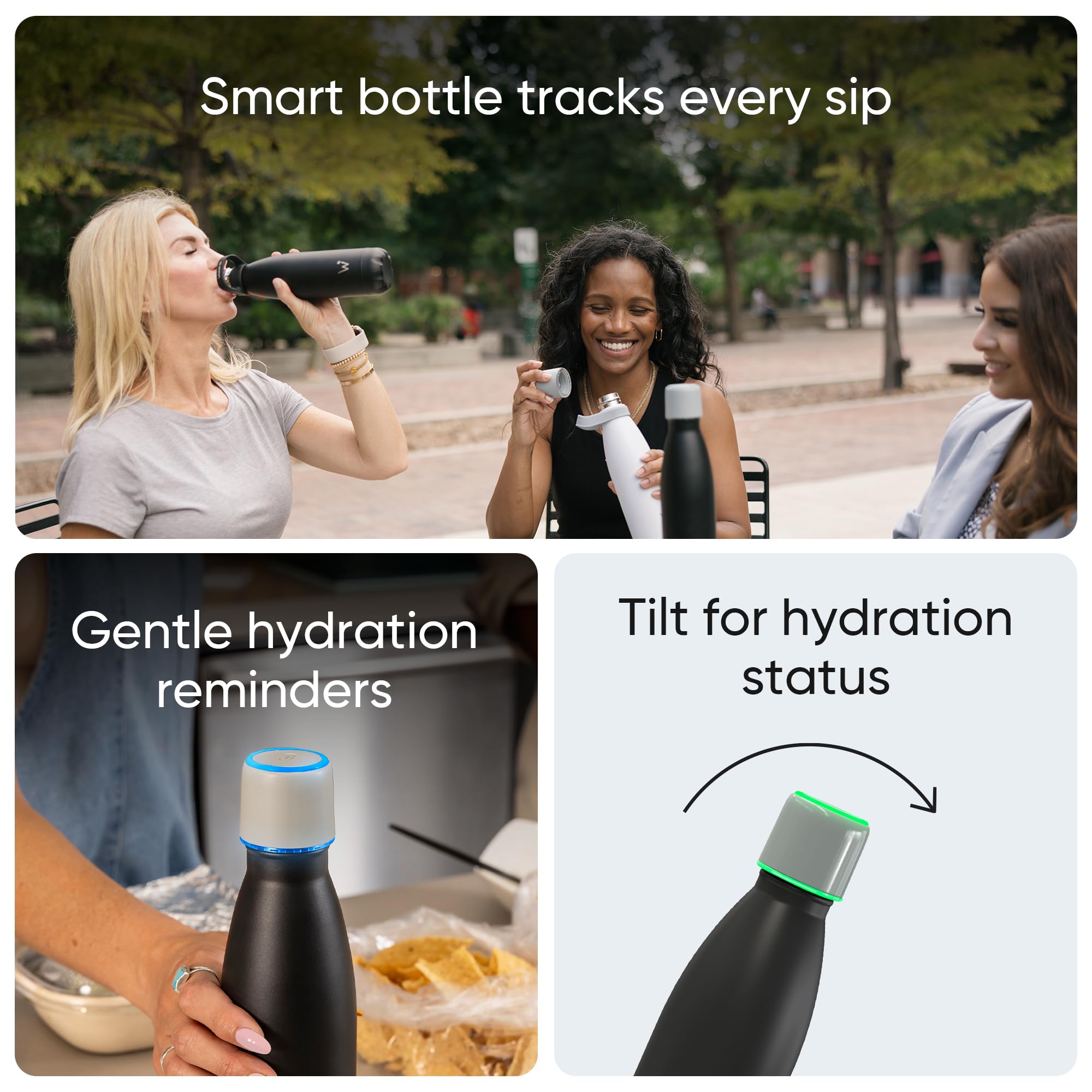 Smart Water Bottle - Stay Motivated To Drink More, Track Water Intake With Color Changing Led