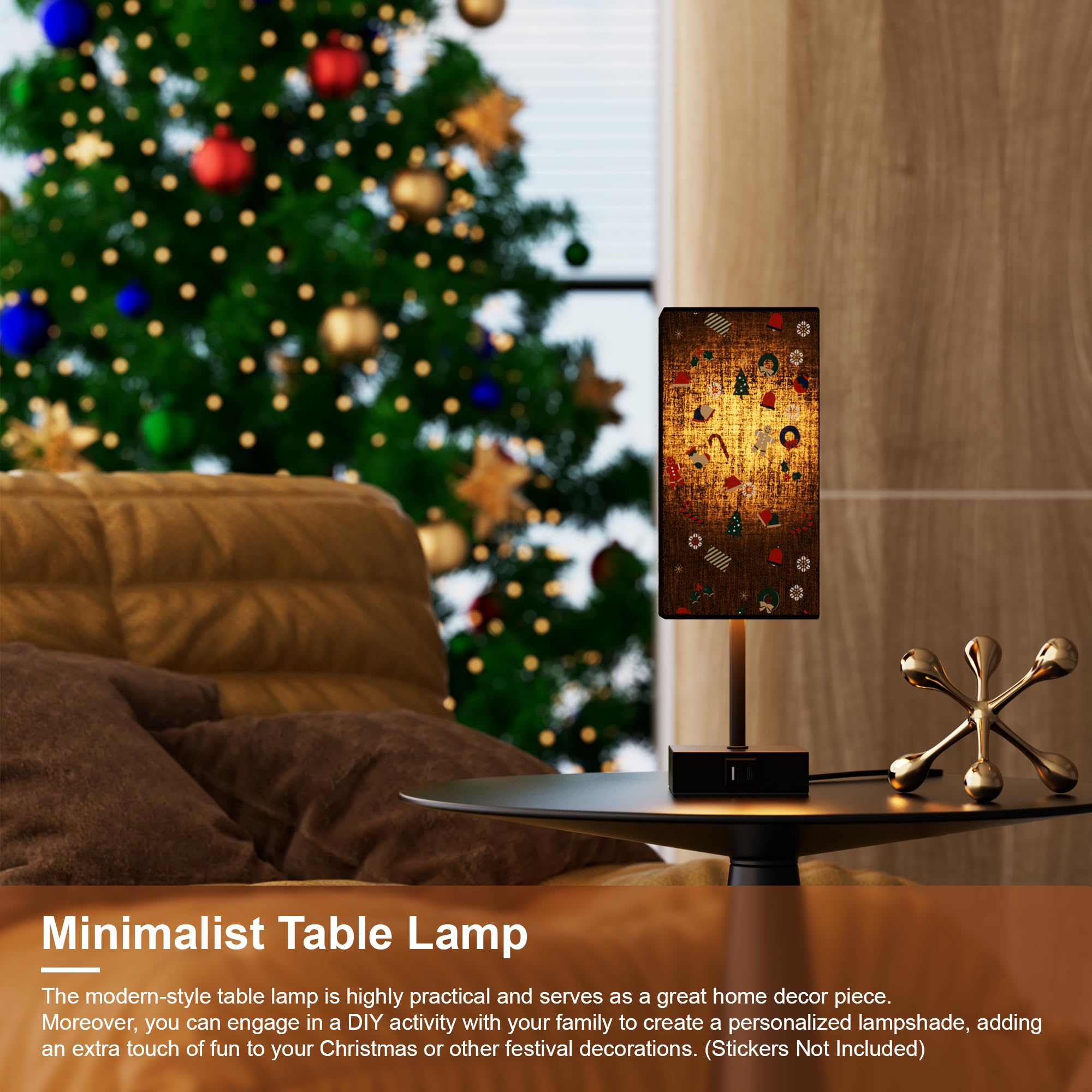 Sailstar Table Lamp For Bedroom, 3 Way Dimmable Touch Bedside Lamp, Small Lamp With 2 Usb C+A Charging Ports, Black Nightstand Lamps For End Table, Living Room, Desk, Bulb Included