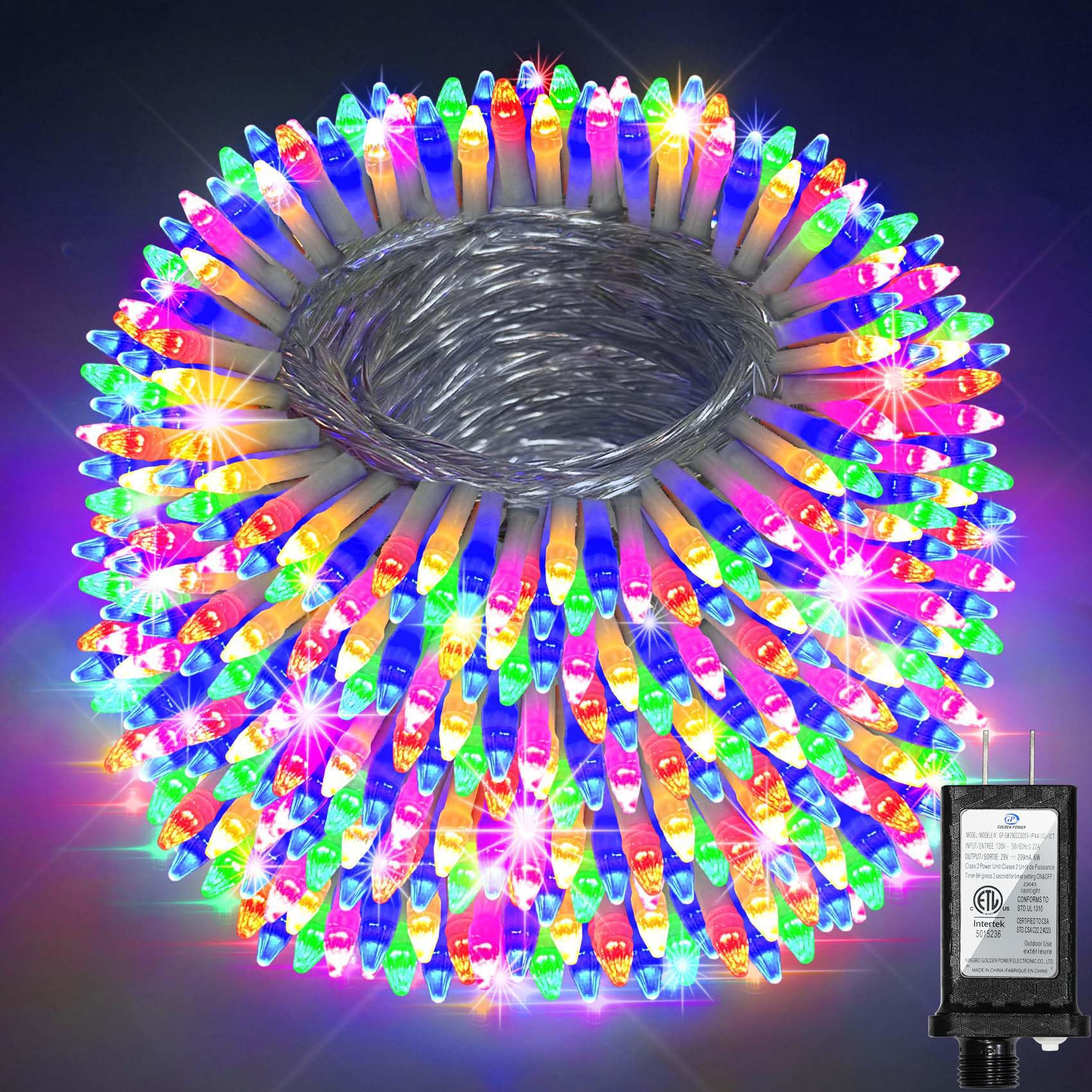 Wuxyiyang 1500 Led 502Ft Christmas String Lights Outdoor, Christmas Light With 8 Lighting Modes& Timer & Memory, Plug In Outdoor Waterproof Clear Wire Twinkle Light For For Xmas Yard Tree Party Decor Multicolor