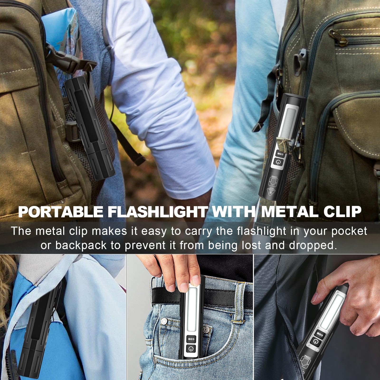 Banral Rechargeable Magnetic Flashlights 20000 High Lumens - Super Bright Long Beam Led Powerful Small Flashlight 8 Modes With Cob Work Light, Dual Button Tactical Pocket Flashlight For Camping Emergency