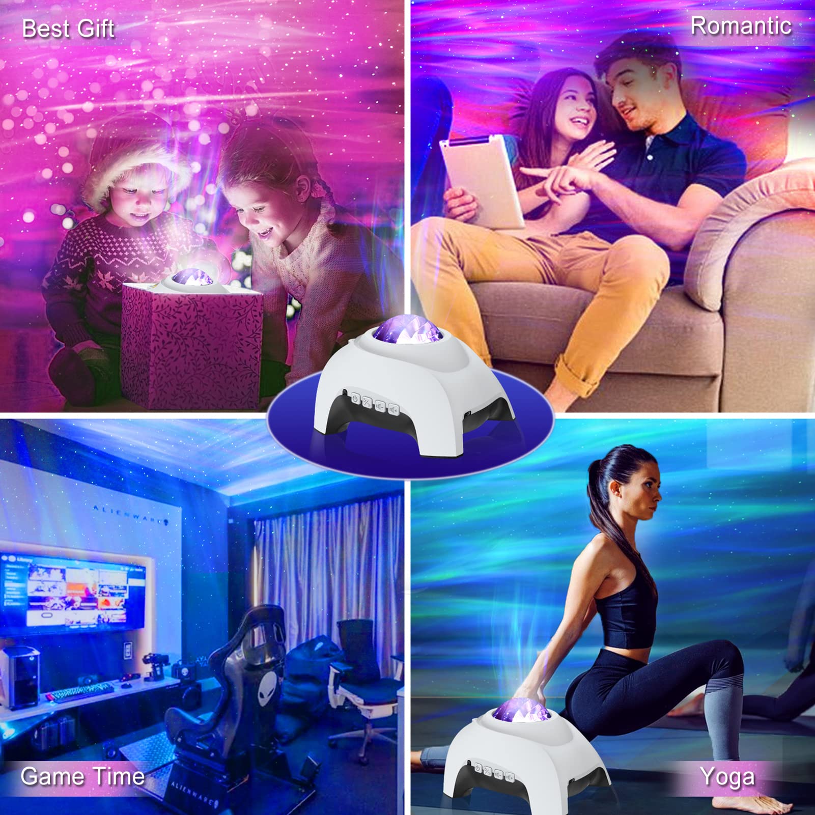 Vinwark Star Projector, Galaxy Projector, Northern Lights Aurora Projector For Bedroom With Music Bluetooth Speaker And White Noise, Starry Night Light Projectors For Kids Adults