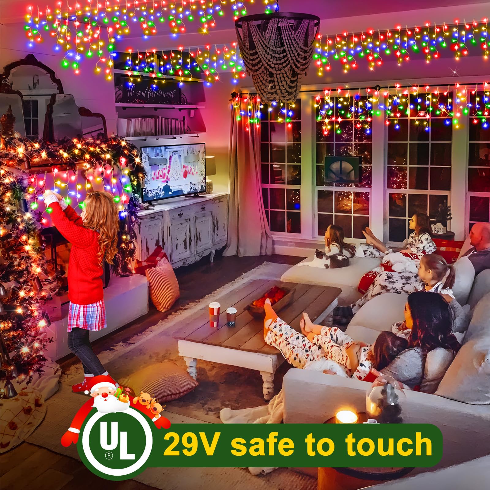 Kno Kno400 Led 43Ft Multicolor Outdoor String Lights With 75 Drops, 8 Modes, Connectable, Timer & Memory Function, Water Resistant, Perfect For Christmas, Wedding, Party Decoration