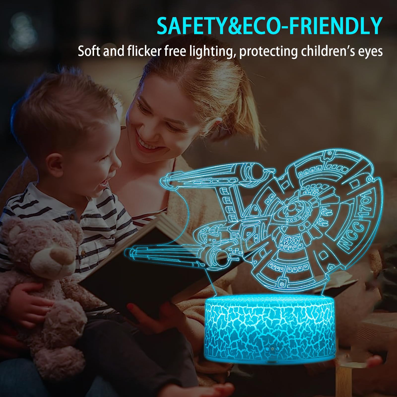Dabaorry 3D Cool Night Ligh Led Table Lamp With Remote Control And Smart Touch Room Decor For Boy Girl Fans Birthday Christmas