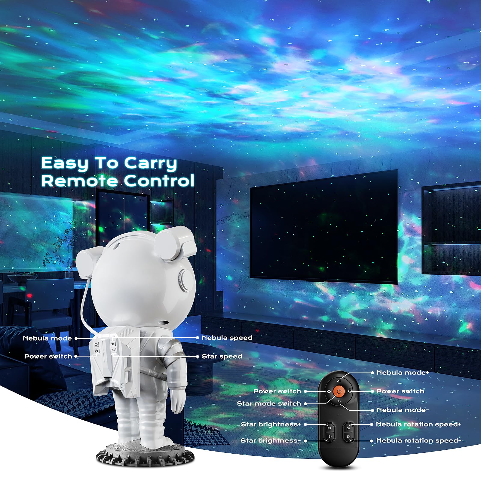 Lpongpocui Astronaut Galaxy Projector Starry Night Light, Astronaut Light Projector With Nebula, Space Star Projector With Timer & Remote Contro, Room Decor,  For Kids, Adults, Christmas, Birthday
