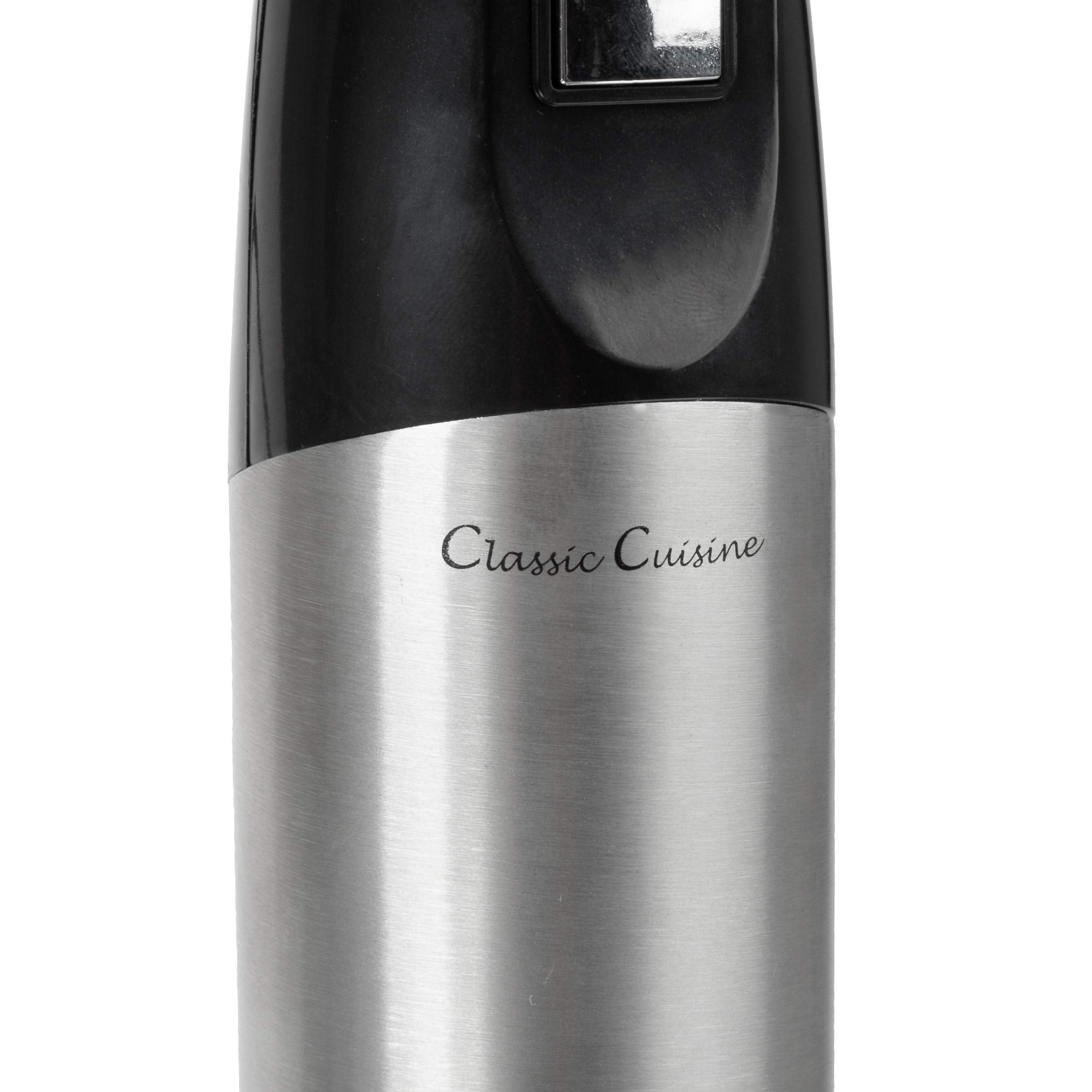 Classic Cuisine Immersion Blender-4-In-1 6 Speed Hand Mixer Set Whisk, Food Processor Cup, 32Oz. Beaker, For Soup, Milkshakes, Salsa, Black
