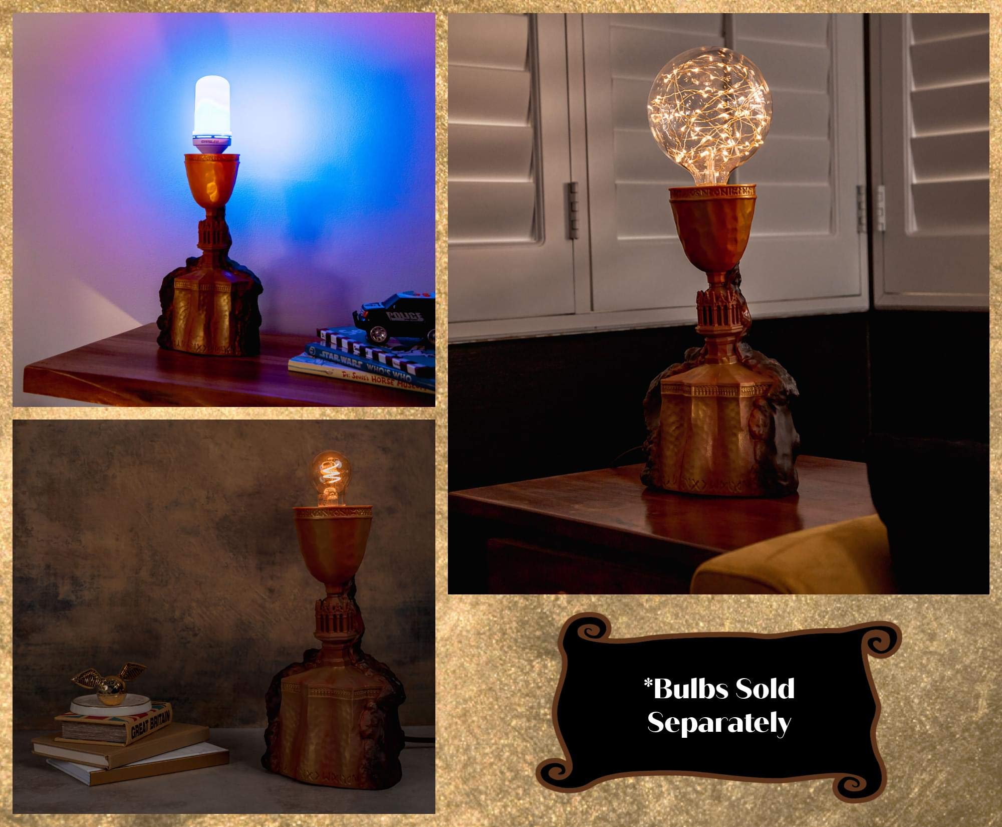 Ukonic Harry Potter Goblet Of Fire Table Lamp | Official Wizarding World Collectible | Home Decor And Room Essentials | Led Mood Light, Standing Desk Lamp | 12 Inches Tall