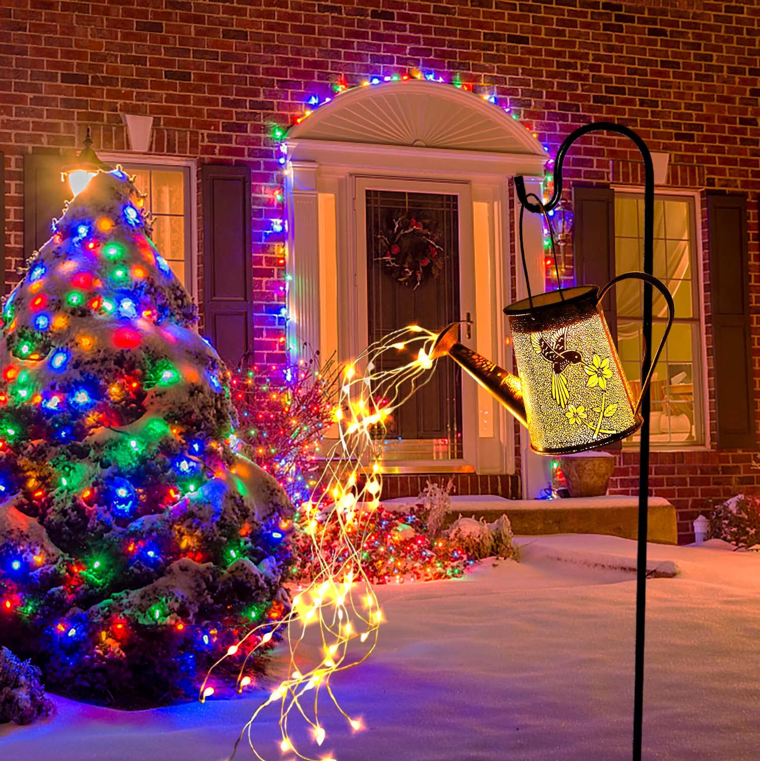 Jyxindzkj Morestar Solar Garden Fairy Lights Decorative Outdoor(Warm White),Solar Watering Can Hummingbird Lights,Metal Waterproof Hanging Solar Lantern,Christmas Gift For Mom Grandmom For Patio Yard Lawn Decor