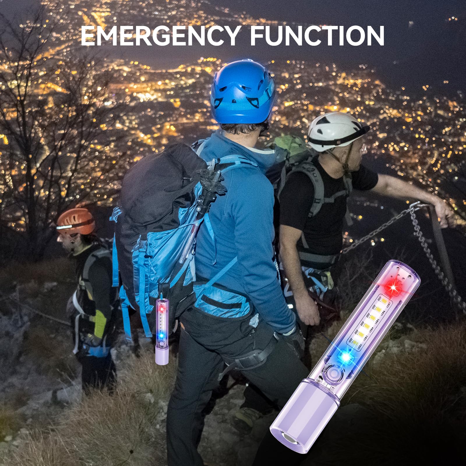 Vavofo Purple Led Edc Flashlight - Usb-C Rechargeable, Waterproof, Zoom Focus, 3 Modes, Red & Blue Emergency Strobe - Best For Outdoor, Utility, And Survival Use
