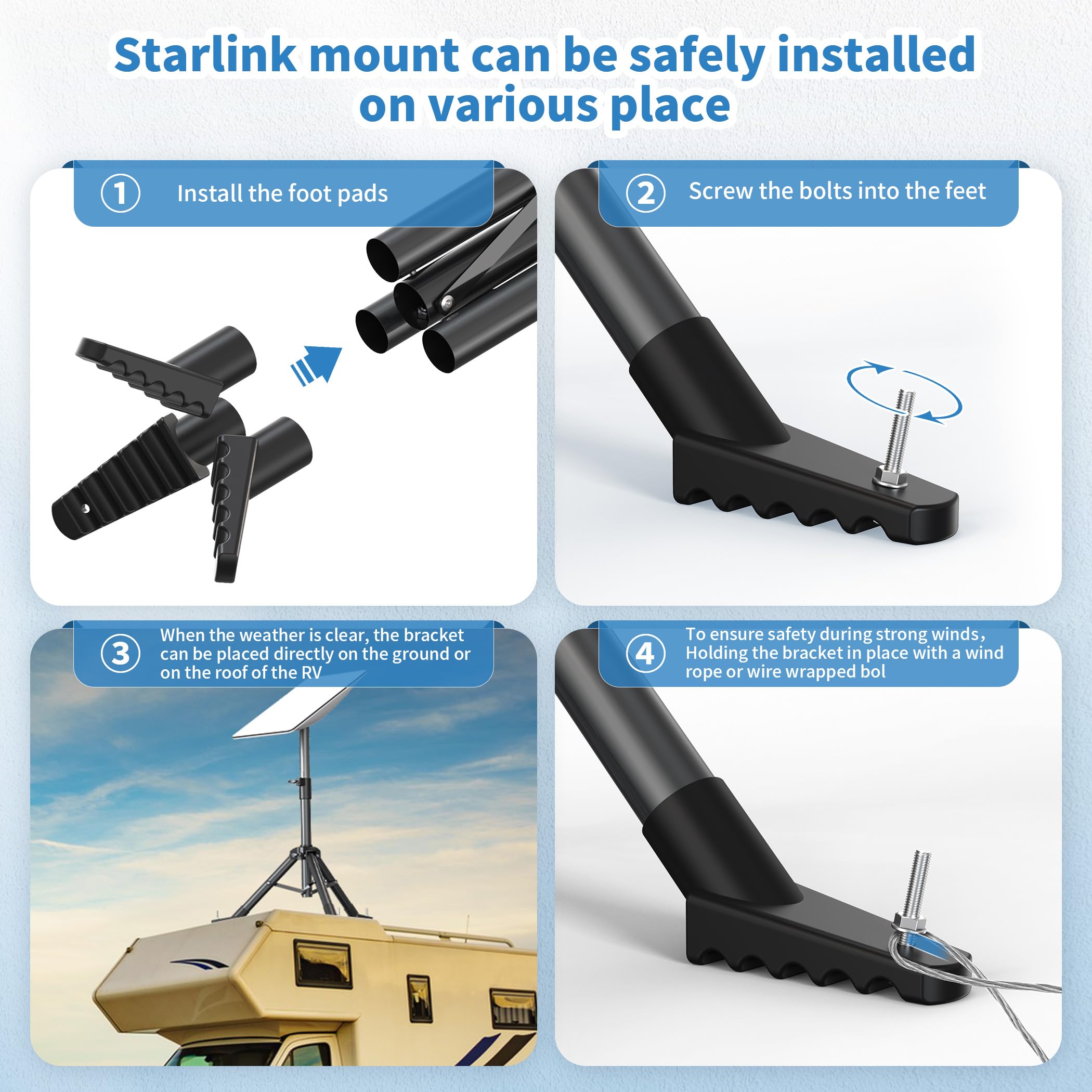 Lucmo Starlink Tripod Mount For Starlink V2 / V1 Rectangular, Outdoor Portable Starlink Mounting Kit, Tripod Stand