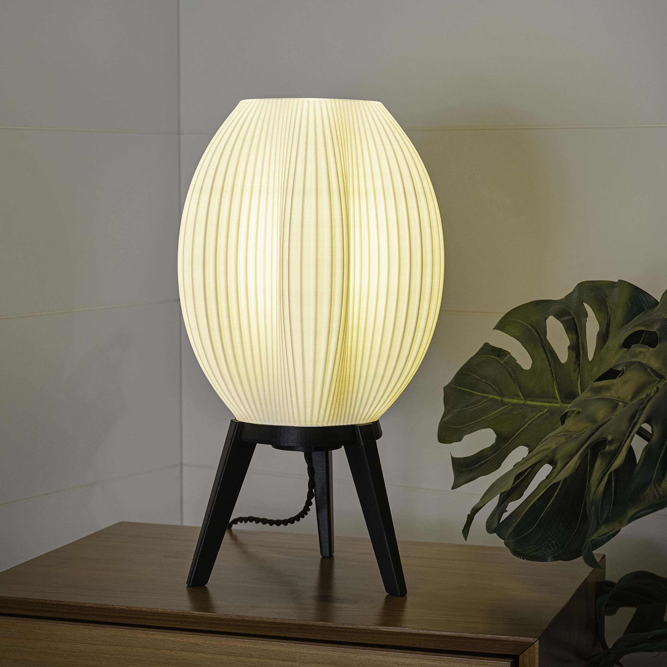 Jonathan Y Usa1000A 3D Printed Dimmable Led Table Lamp Wavy 16.5" Modern Contemporary Plant-Based Pla For Living Room, Dorm, Home, Office (Led Bulb Included), White/Black