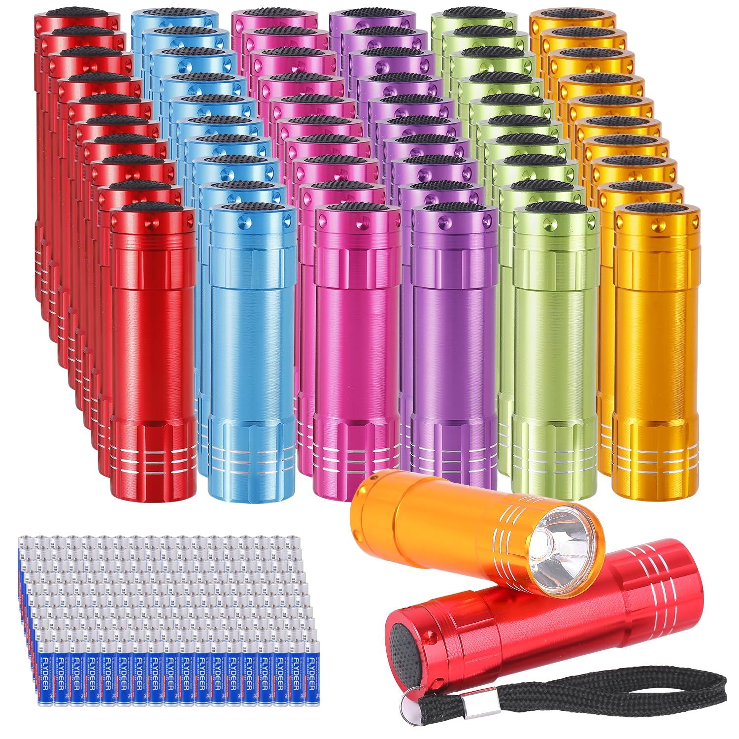 Kunhe 60 Pack Small Mini Cheep Flashlights For Kids Bulk With Batteries Aluminum Led Flashlight For Party Favor Camping Emergency Power Outage  To Operation Christmas Child Items Bulk 