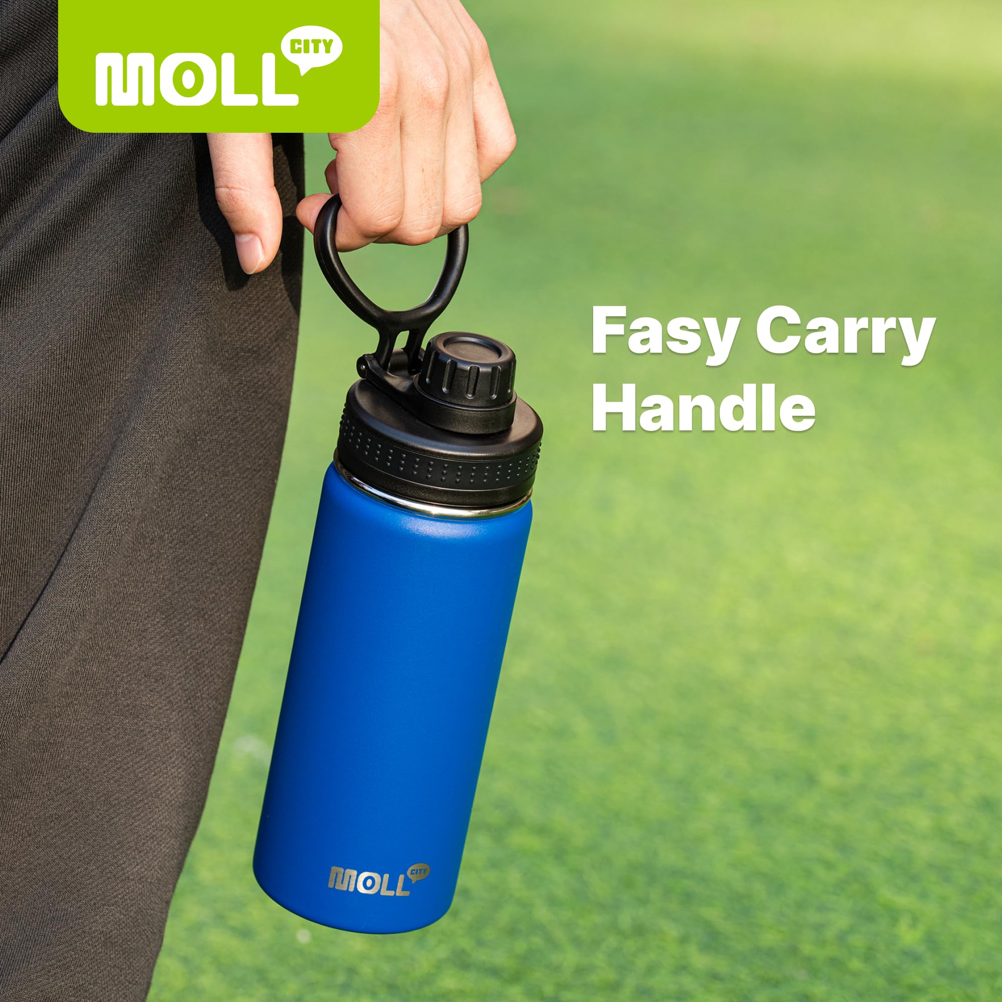 Insulated Water Bottle 2 Pack-16 Oz Stainless Steel Vacuum Sports Water Bottle Wide Mouth Flask