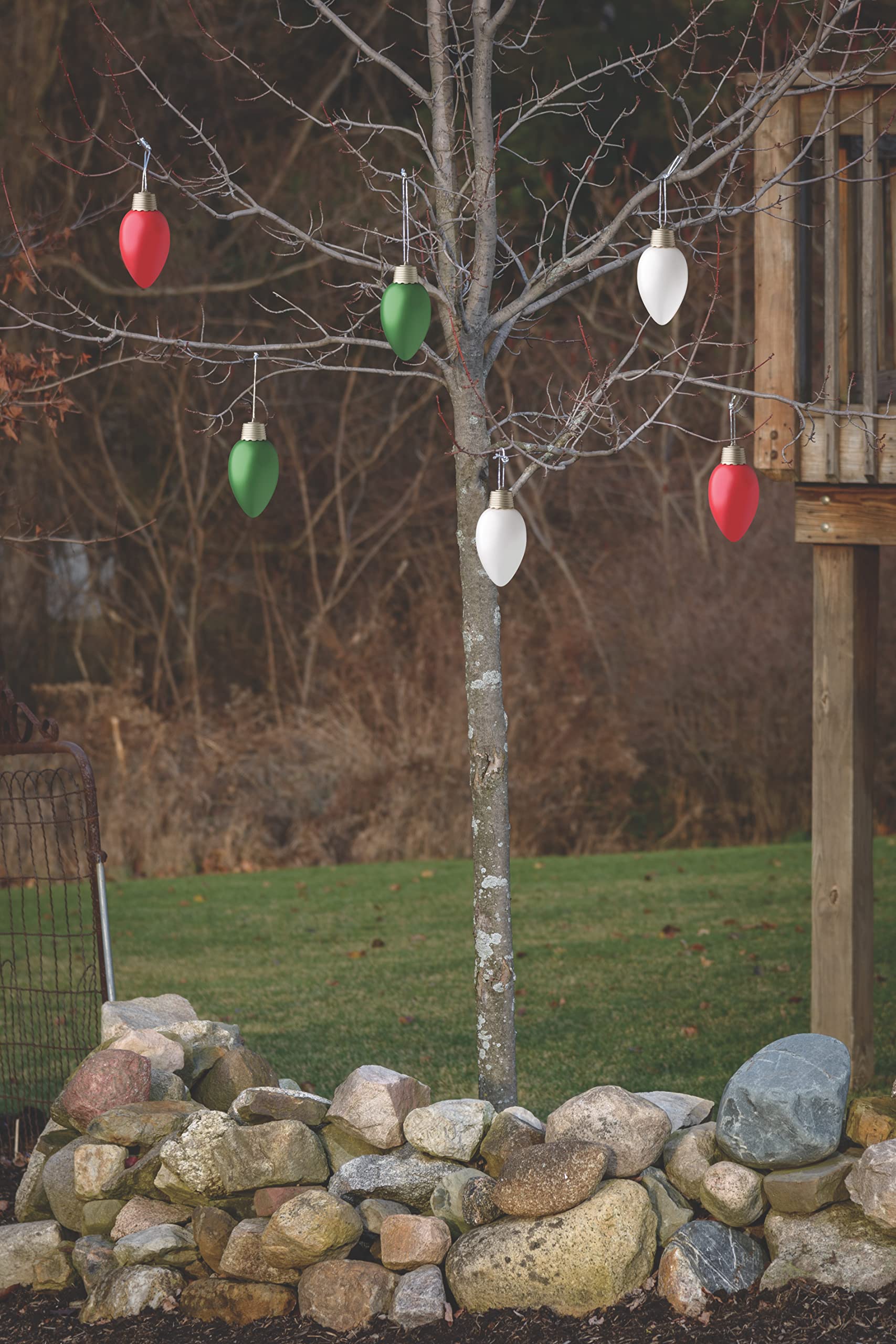 Xodus Innovations Wp960-3 Battery Powered Hanging Decorative Outdoor Pulsing 8 Inch C9 Bulb Style Light With Sensor Turns-On At Dark, Pack Of 3, Green